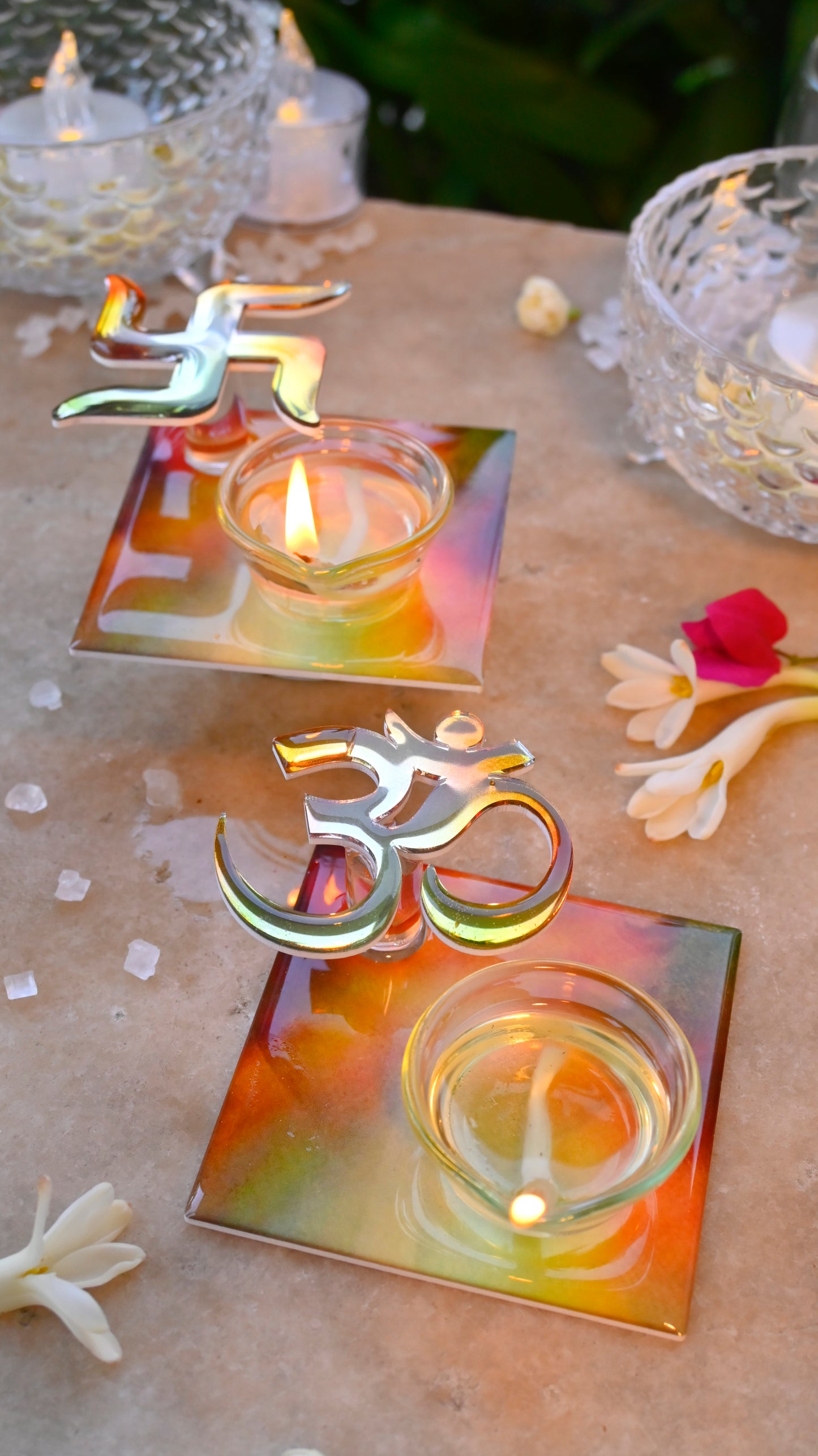 Divine Slab Diyas- Flame (Set Of 2)