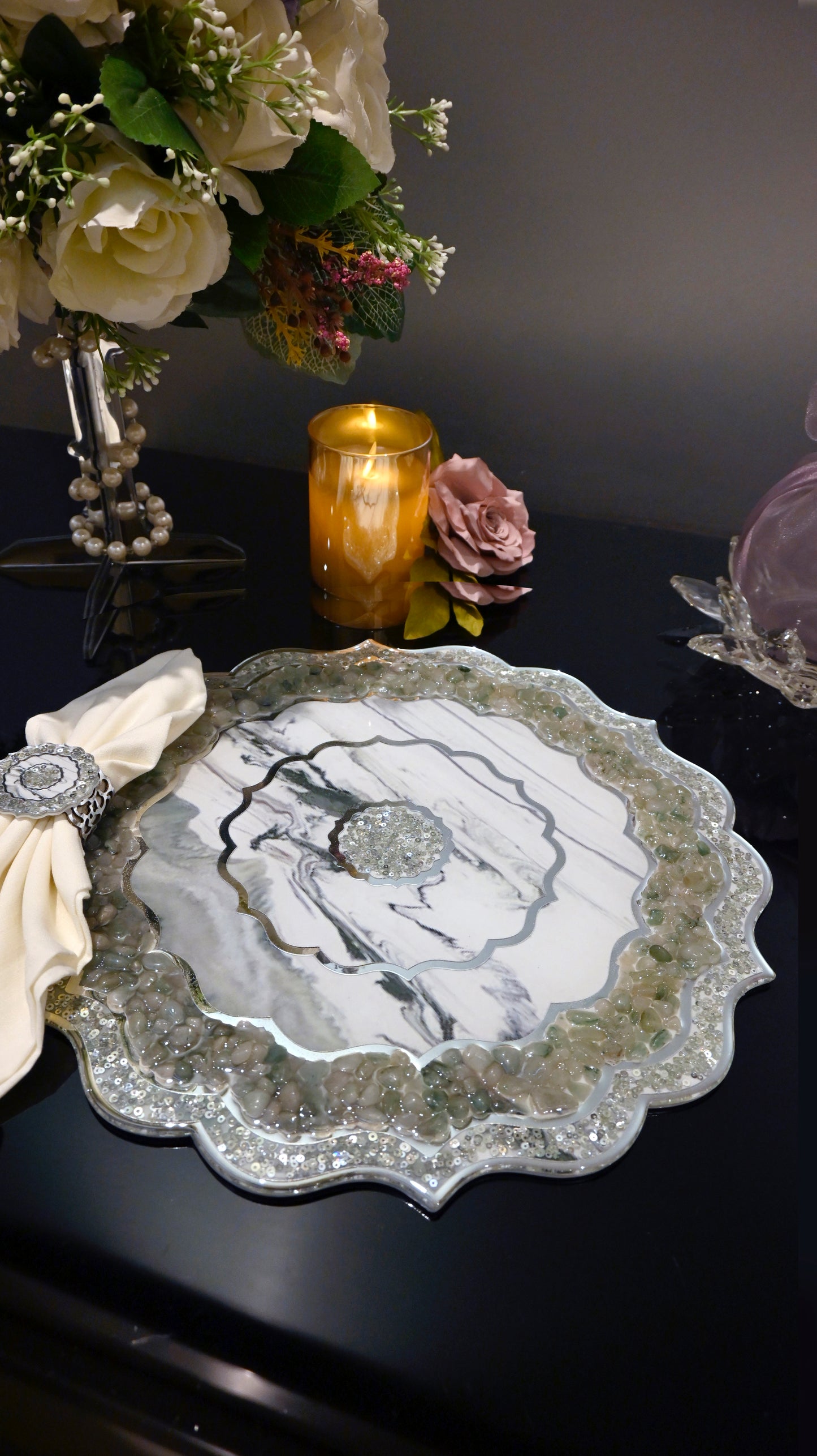 Rose Stones Green: Placemat 12"