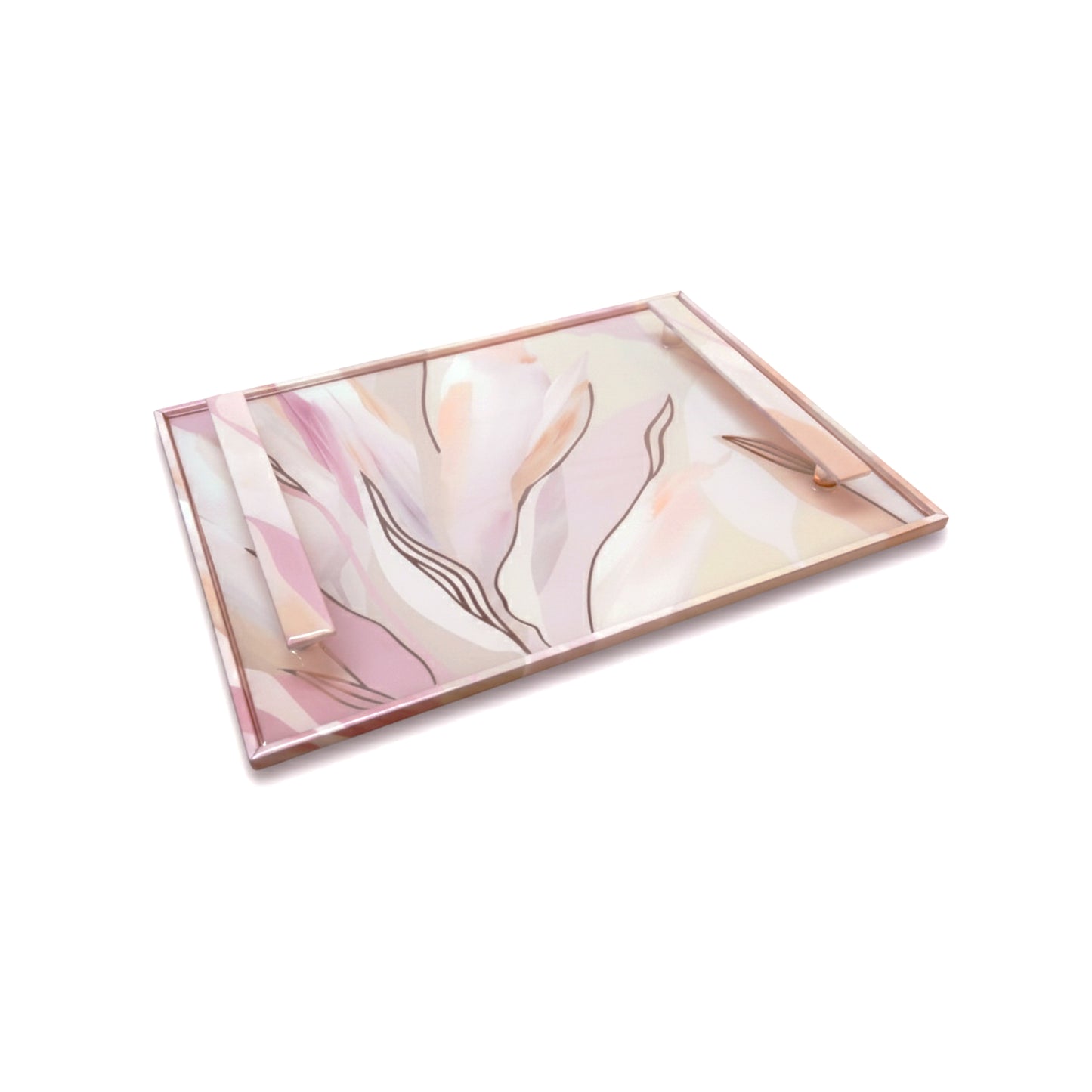 Pink Bloom: Rectangular Border Tray