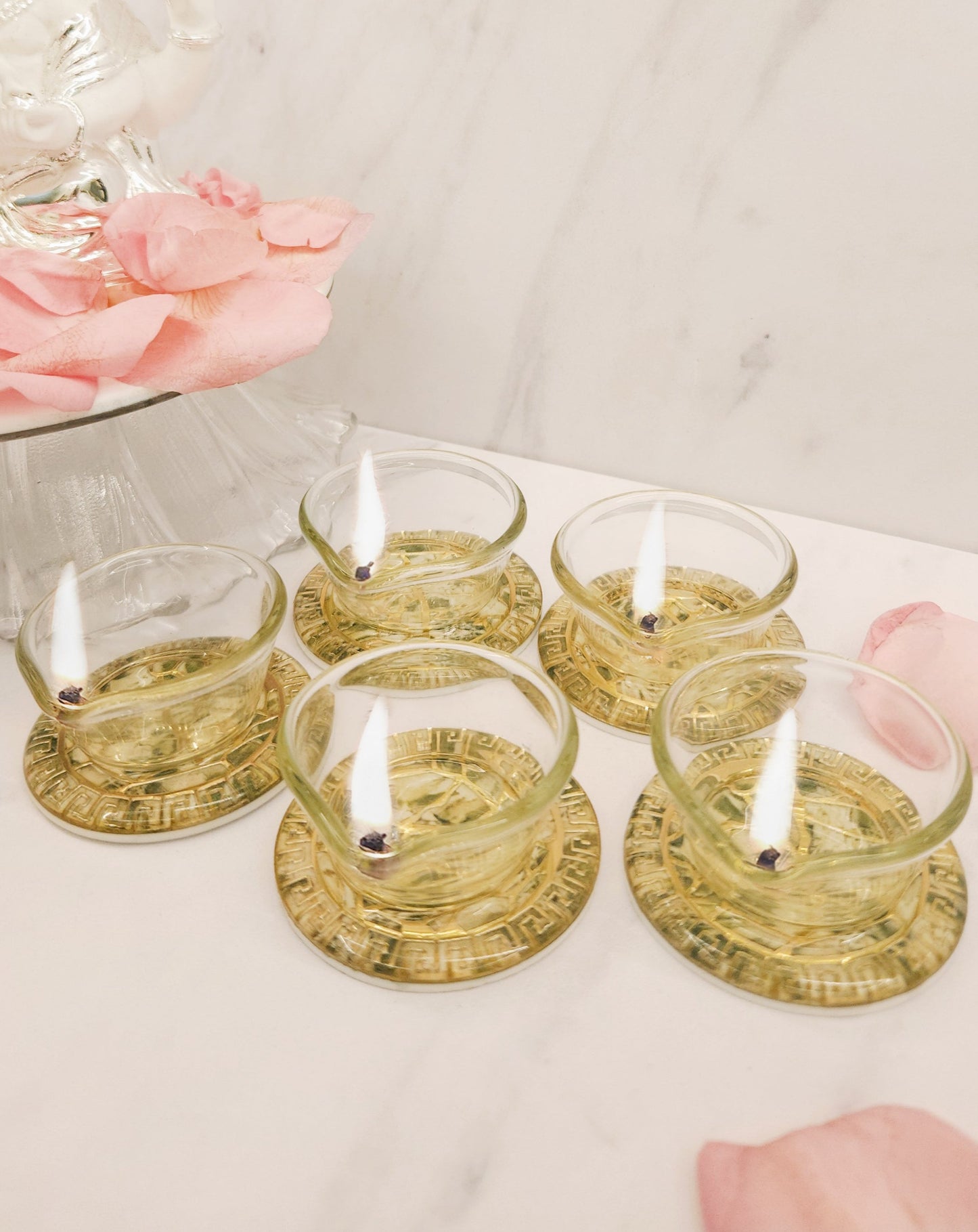 Broken Tree Green: Diyas (Set Of 5)