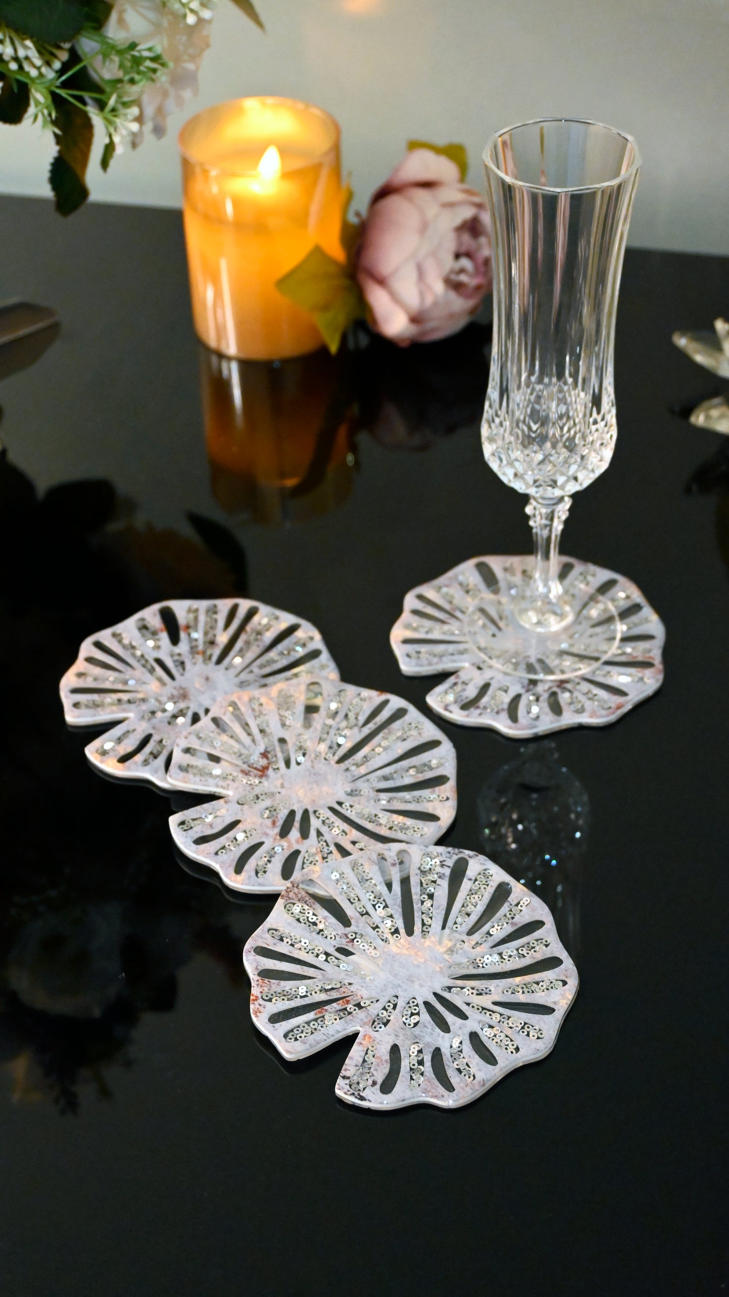 Lotus & Rosette Blue: Coaster(Set Of 4)