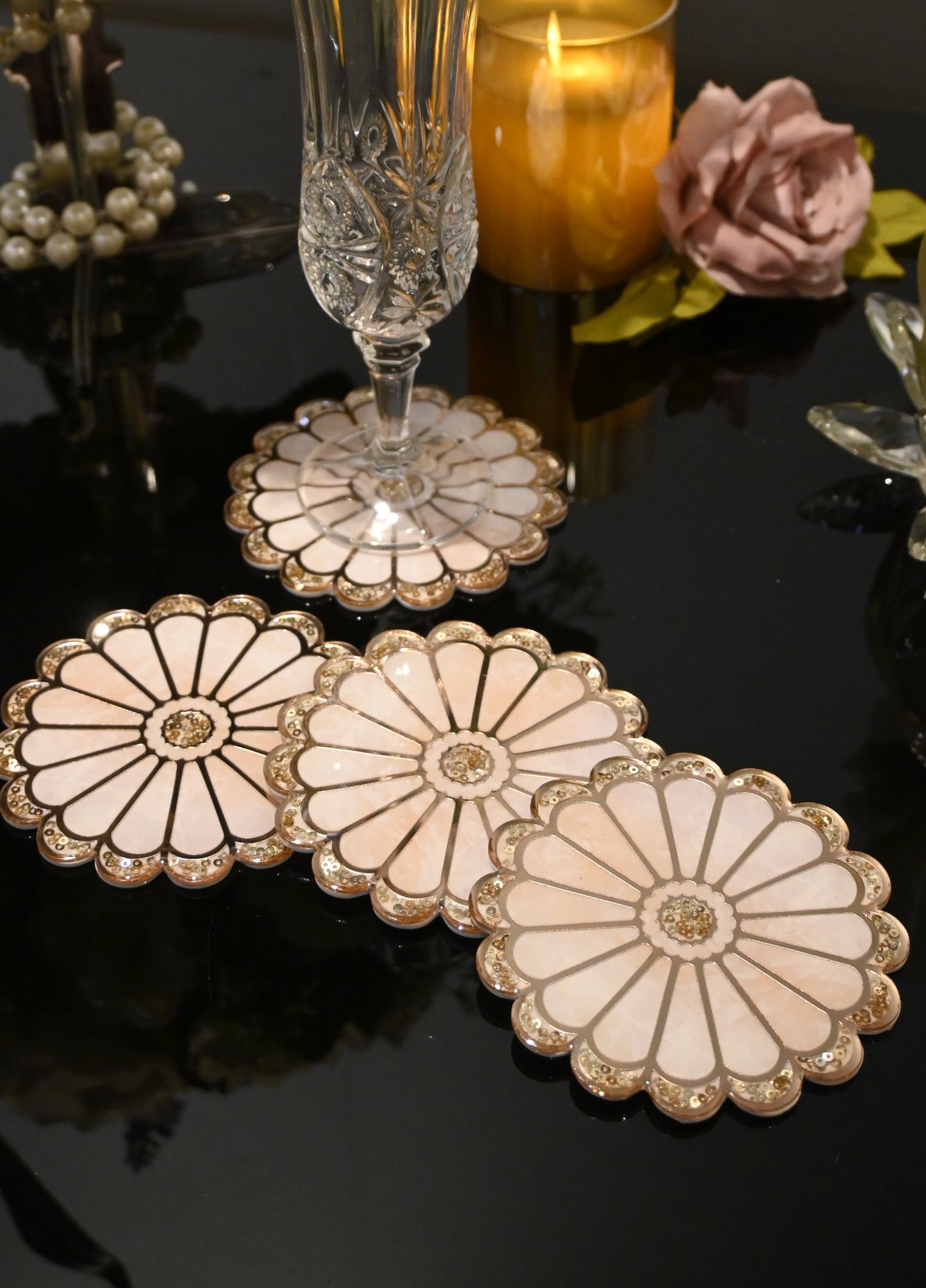 Daisy Rose Gold: Coaster (Set Of 4)