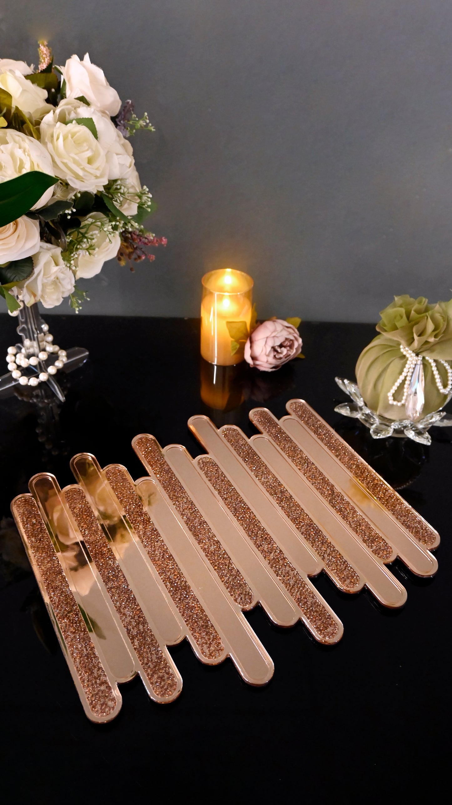 Rose Gold Crystal High Low: Placemat