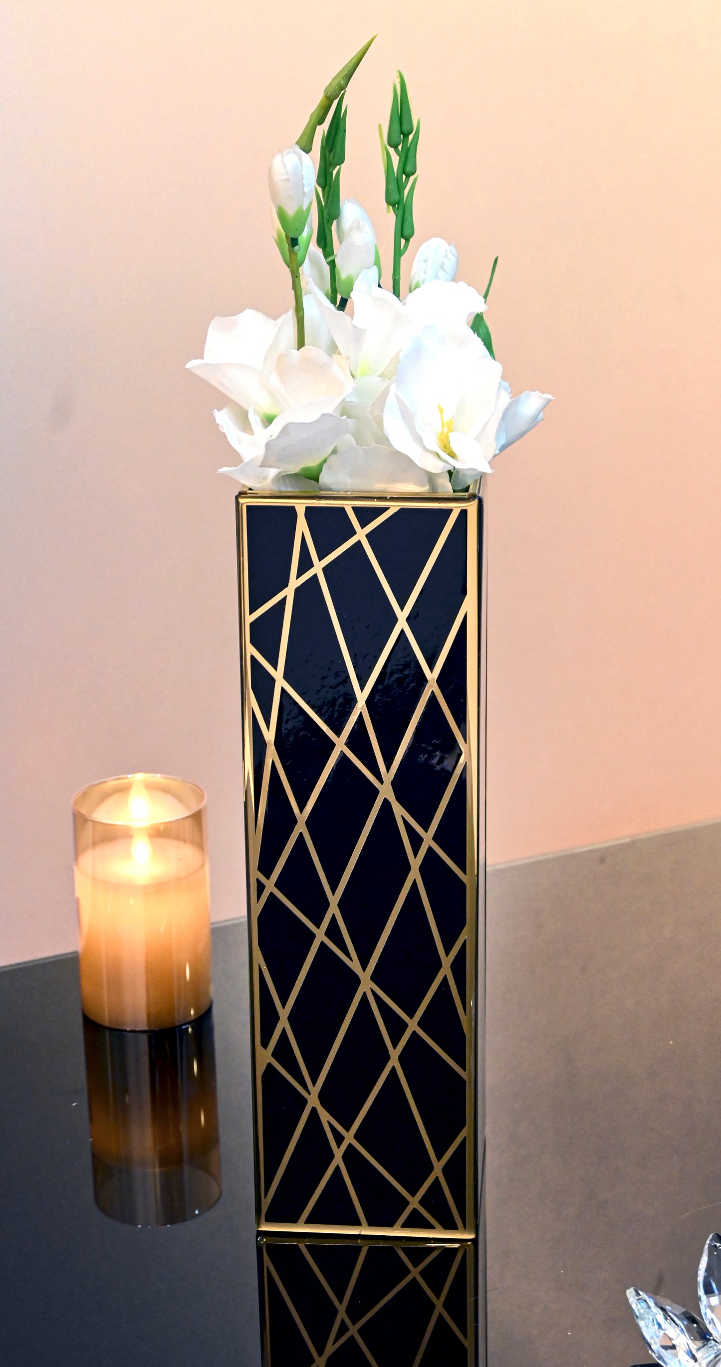 Black & Gold Dancing Line: Long Vase