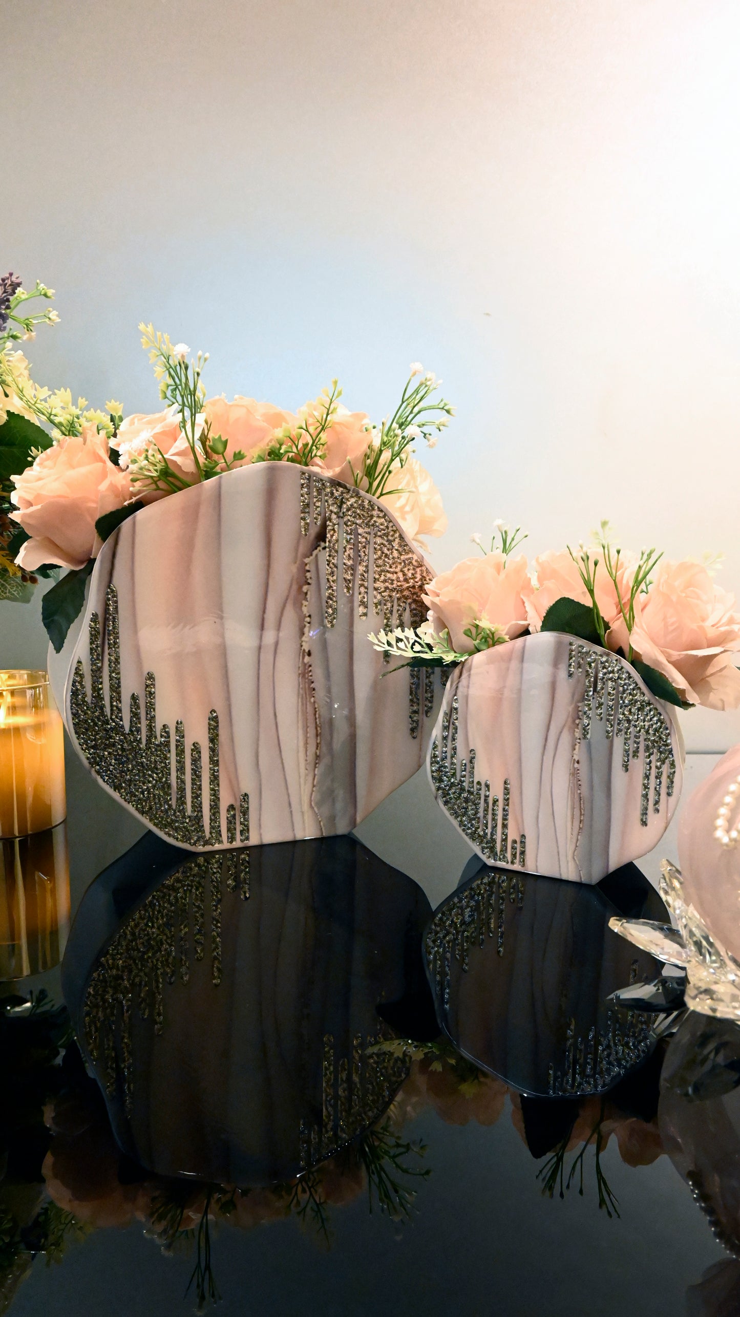Crystal Droplets Peach Wave: 6" Vase