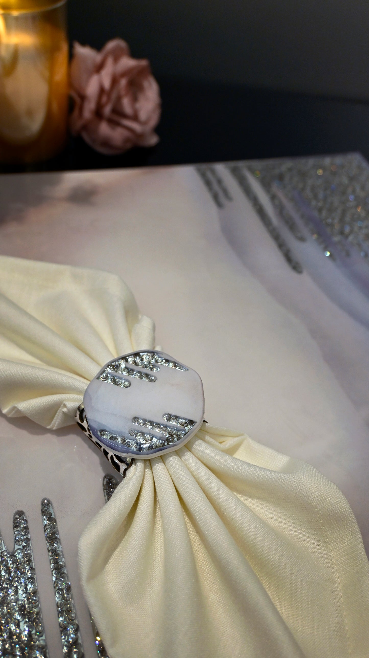 Crystal Droplets Blue: Napkin Ring (Set Of 4)