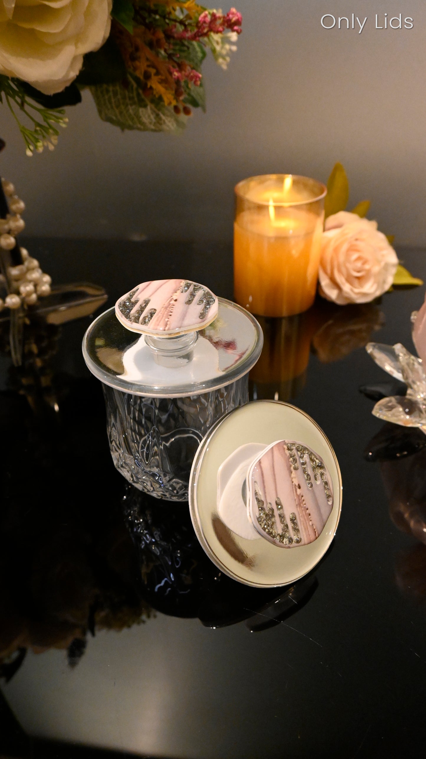 Crystal Droplets Peach Wave: Lids (Set Of 2)