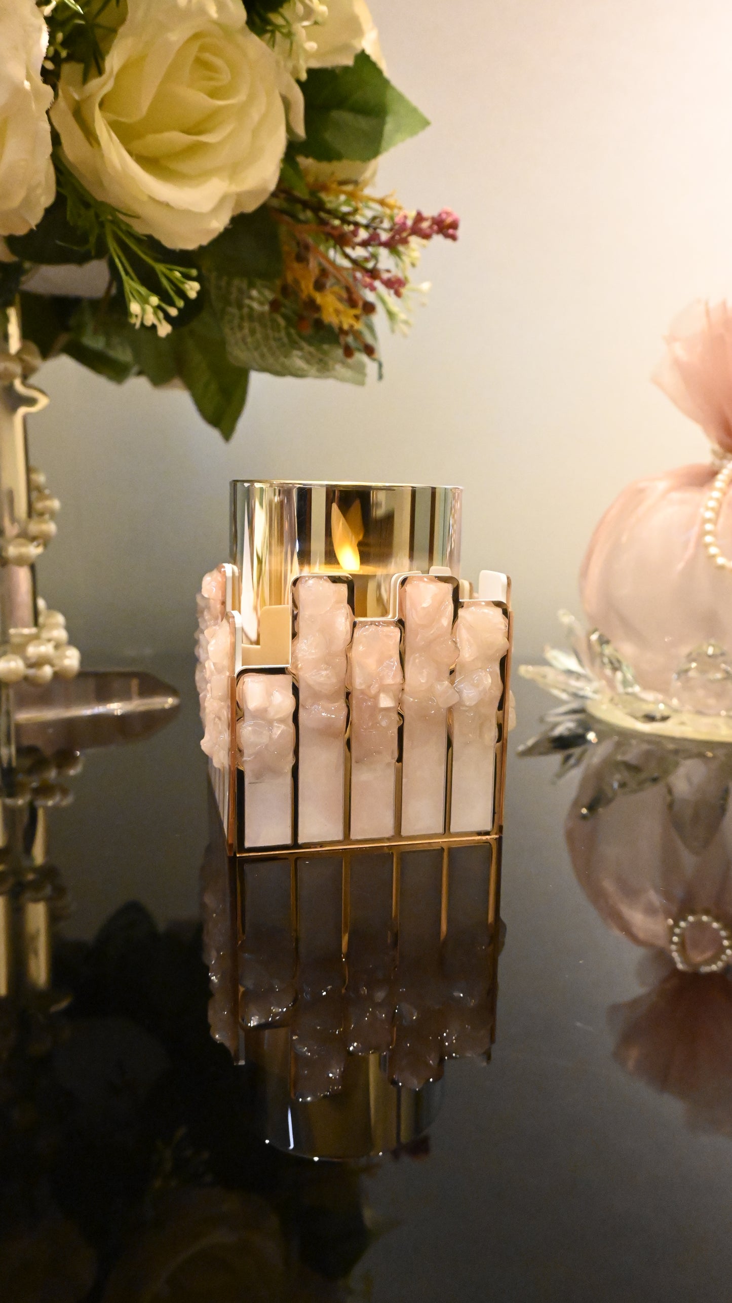 High-Low Stones Pink: Candle Stand