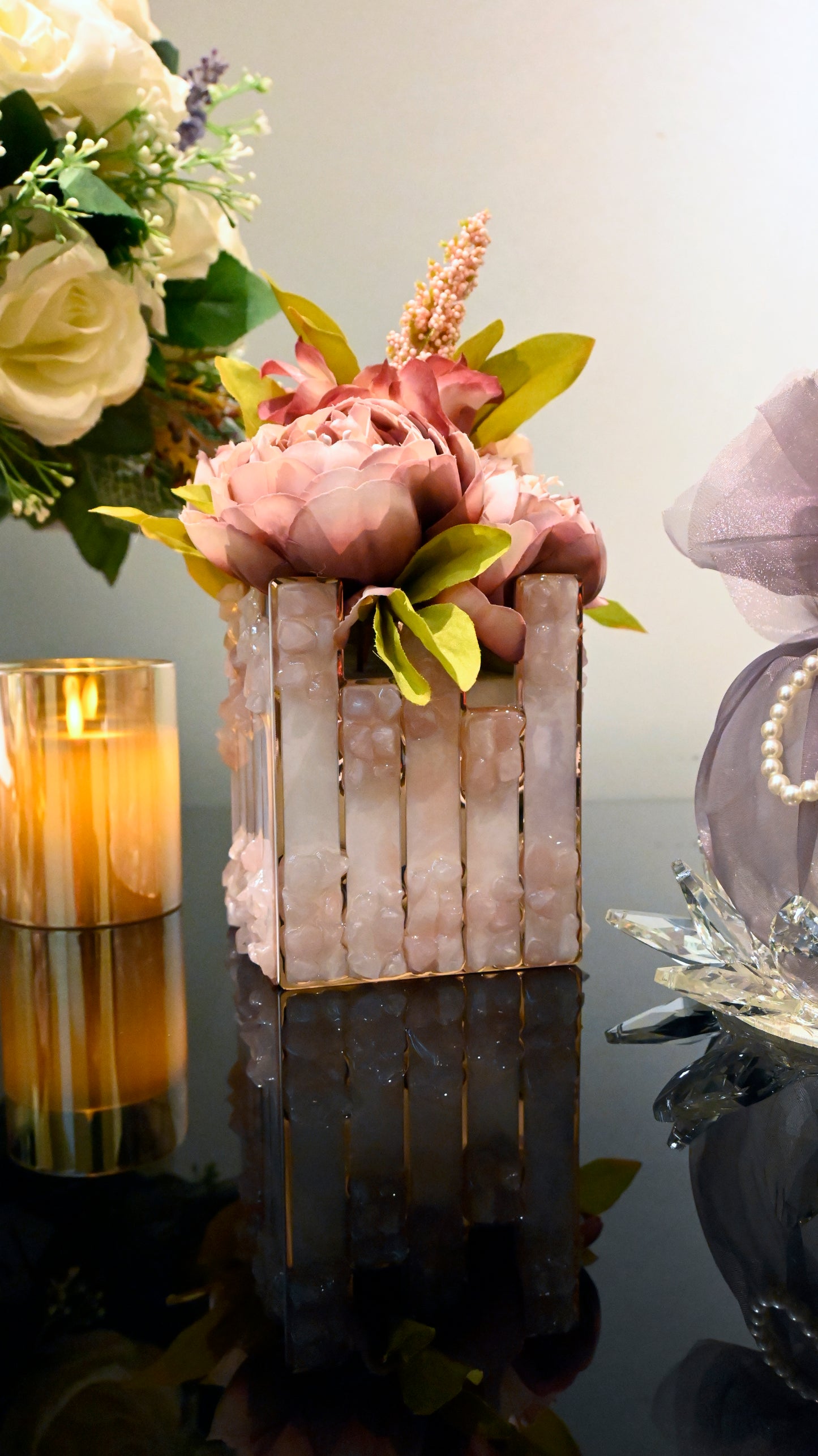 High-Low Stones Pink: Small Vase