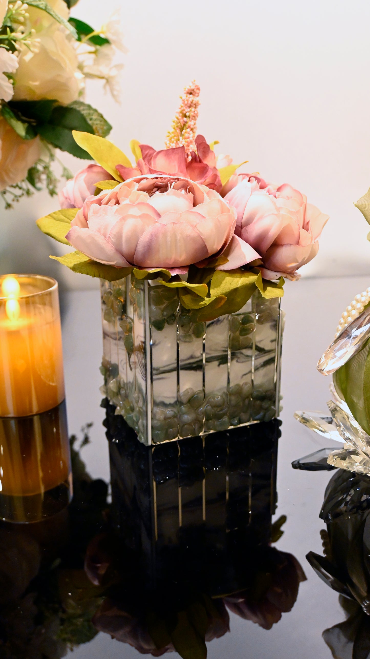 High-Low Stones Green: Small Vase