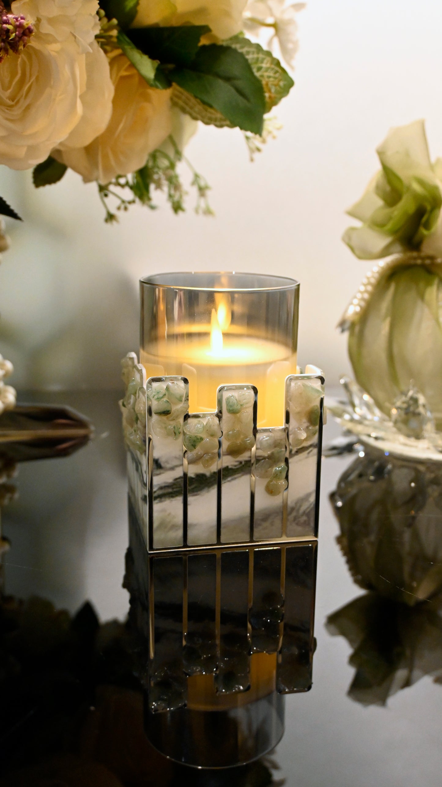 High-Low Stones Green: Candle Stand