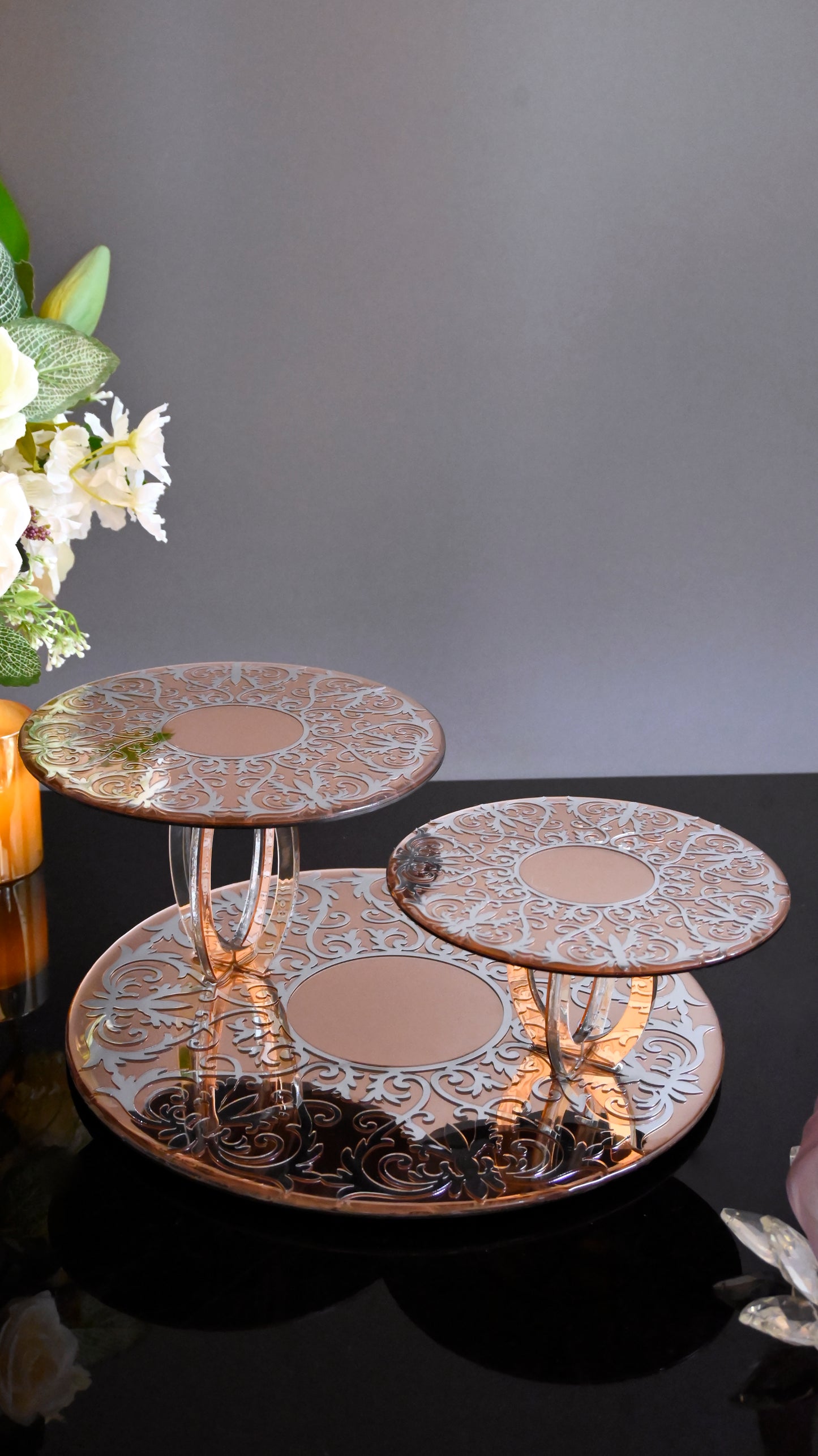 Rose Gold Silver Royal: 3 Step Cake Stand