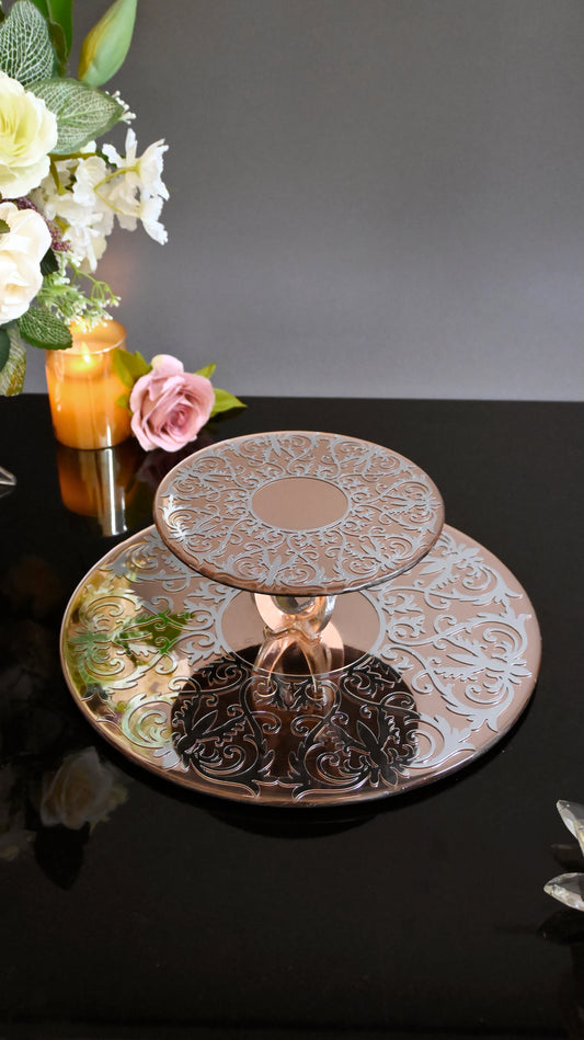 Rose Gold Silver Royal: 2 Layer Cake Stand