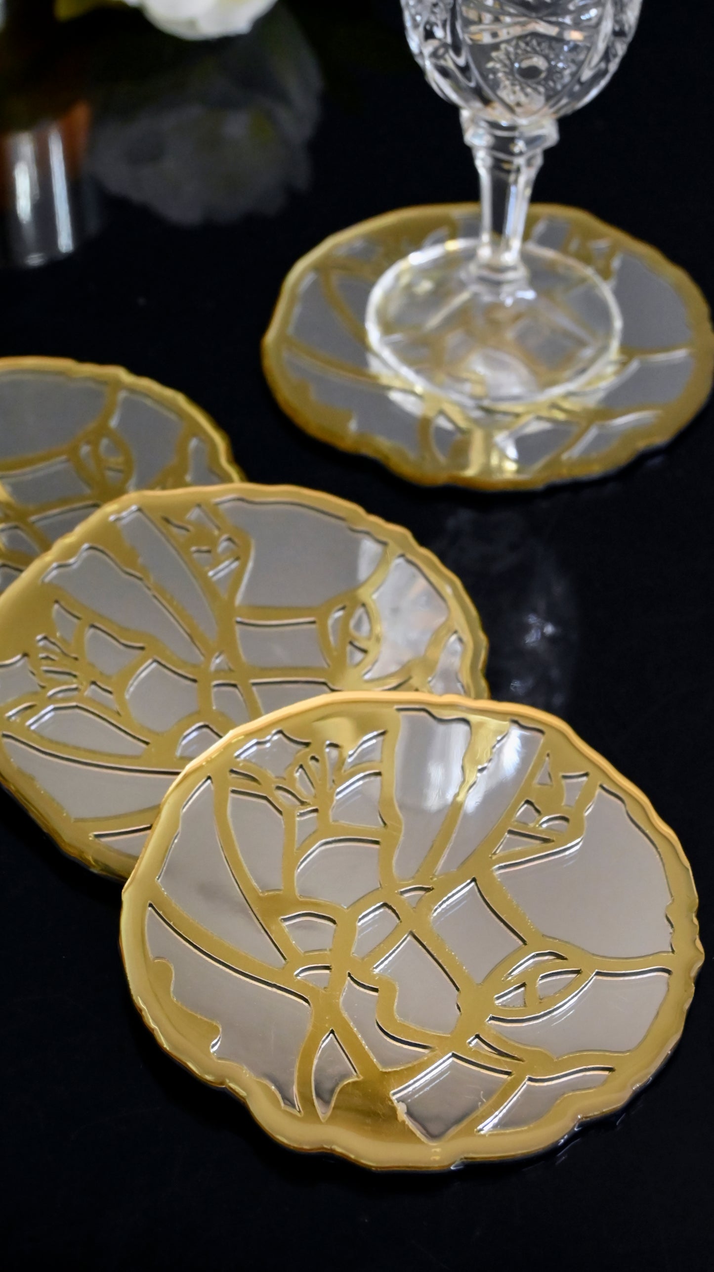 Golden Silver Broken Tree: Coaster (Set Of 4)