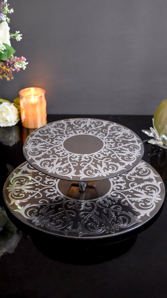 Grey Silver Royal: 2 Layer Cake Stand