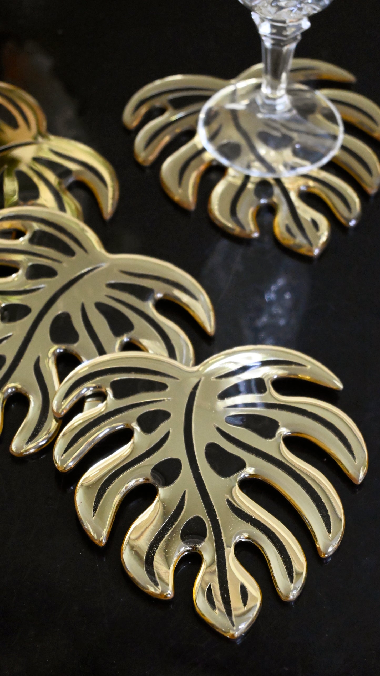 Black & Gold Leaf: Coaster (Set Of 4)