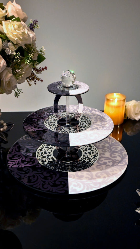Black & White Imperial: 3 Layer Cake Stand