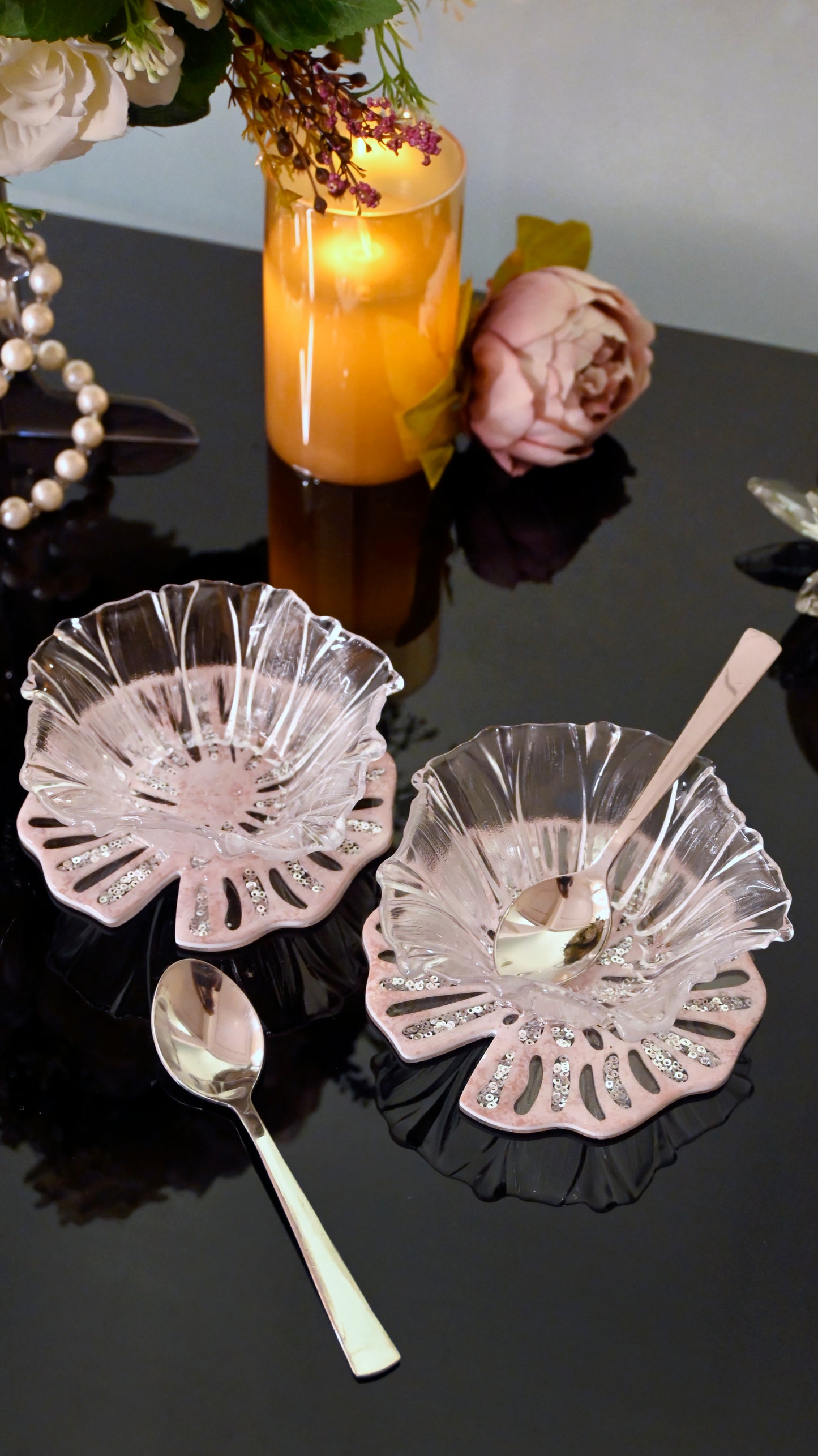 Lotus & Rosette Peach: Flower Bowl (Set Of 2)