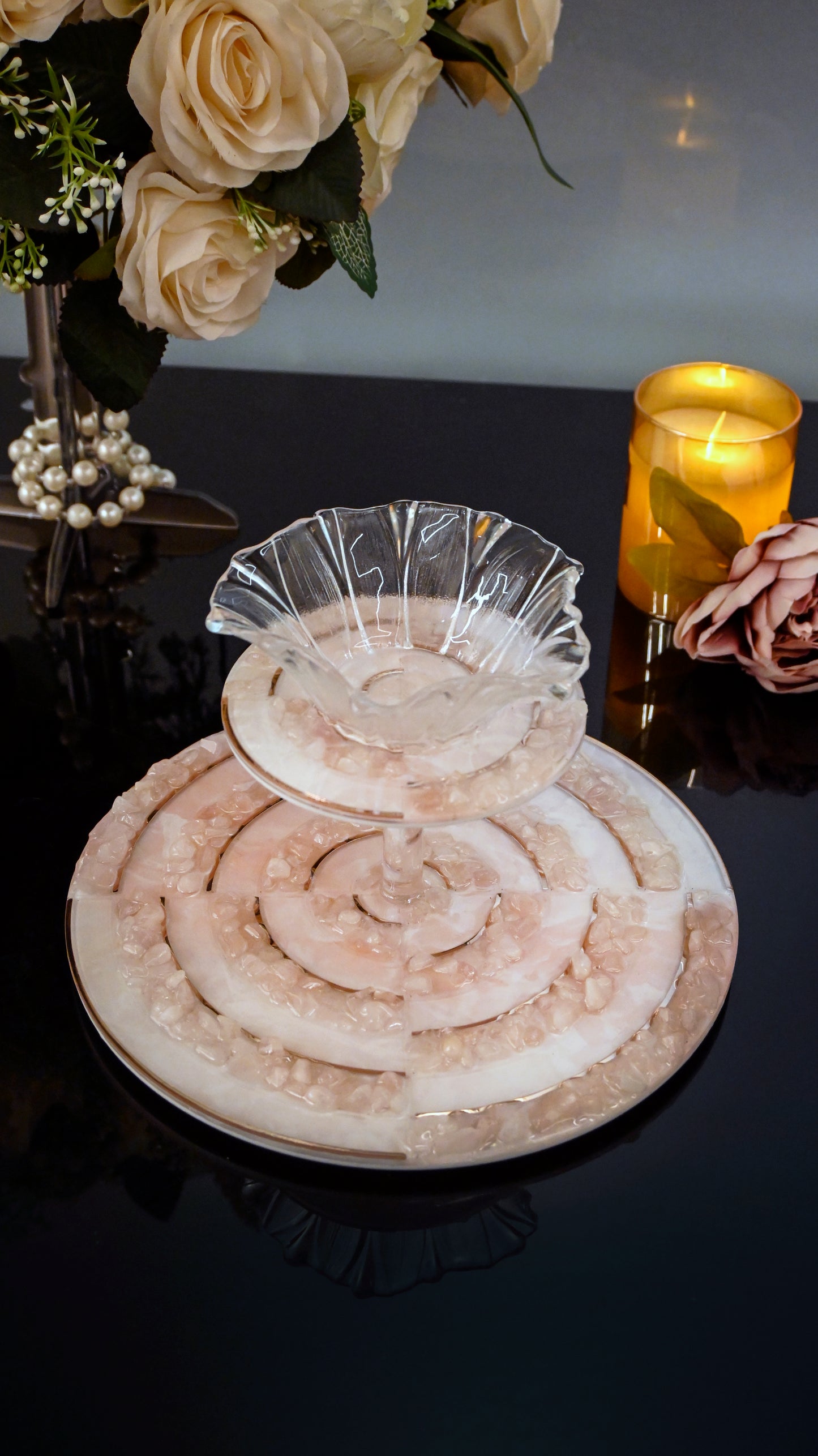 High Low Stone Pink: 2 Layer Platter