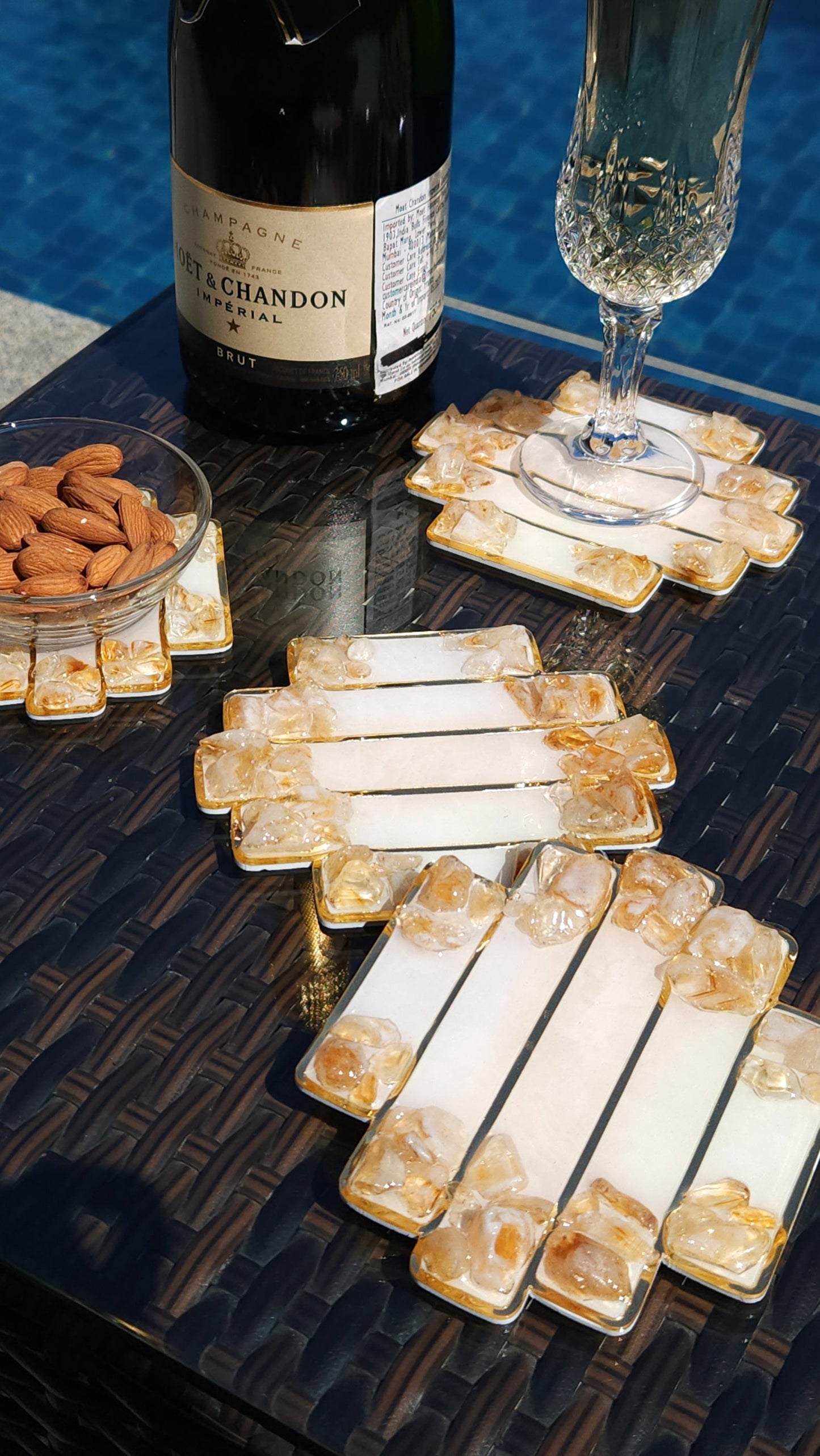 High-Low Stones Golden: Coaster ( Set Of 4)