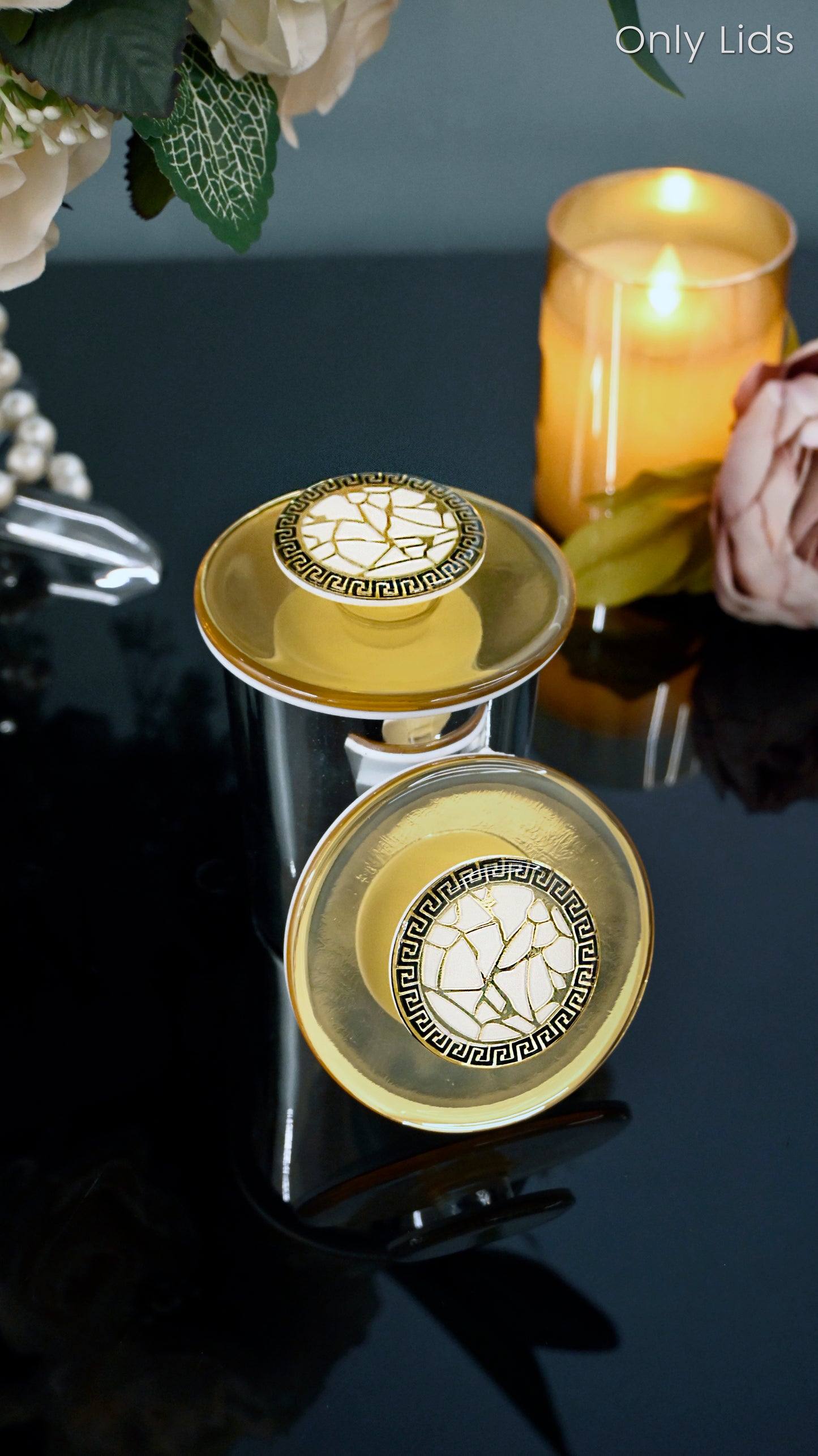 Broken Tree Black White Gold: Lids (Set Of 2)