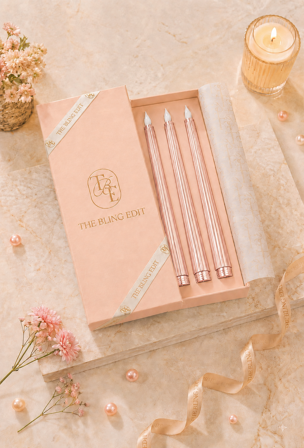 Metallic Pink: Sleek Candle