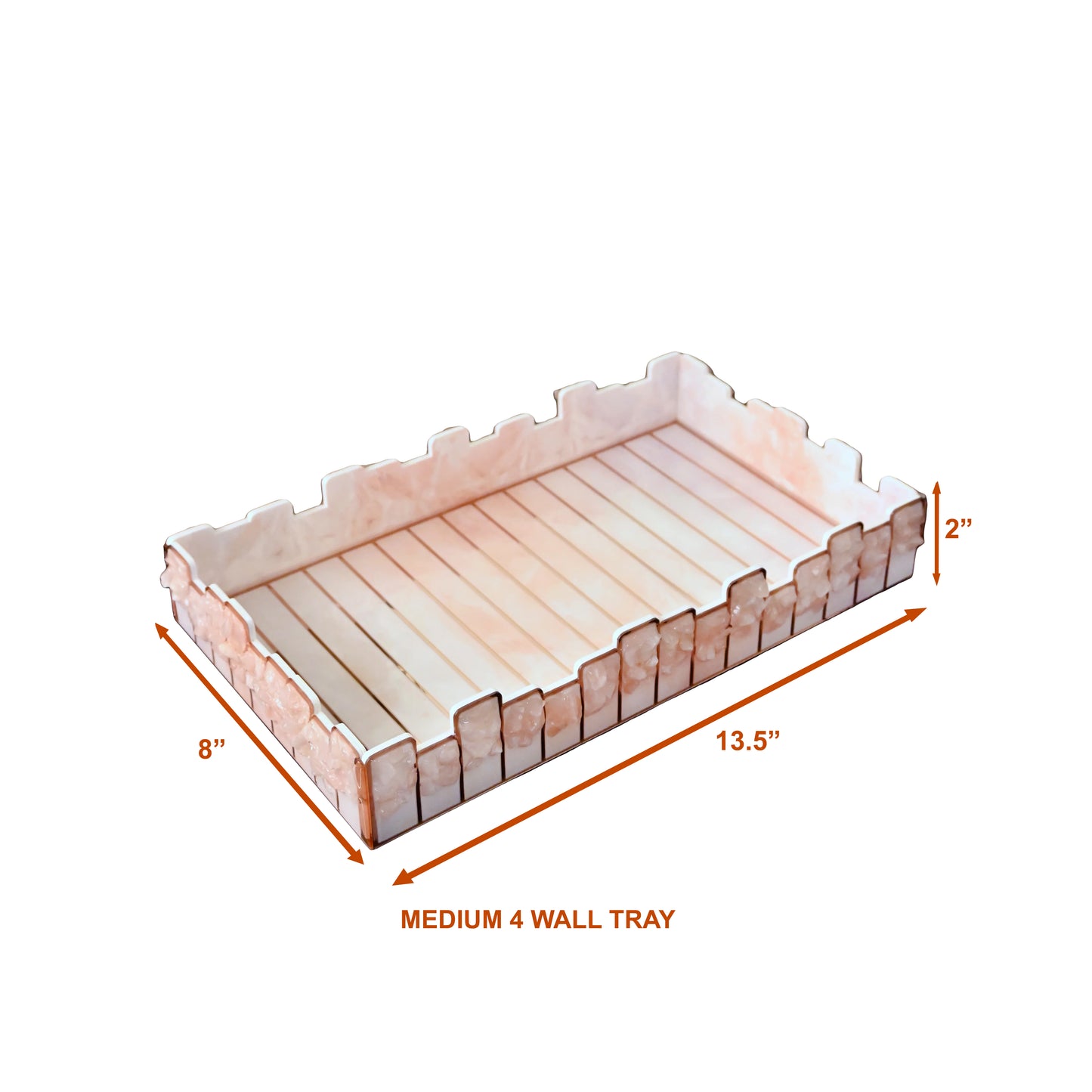 High-Low Stones Pink: Rectangle 4 Wall Tray