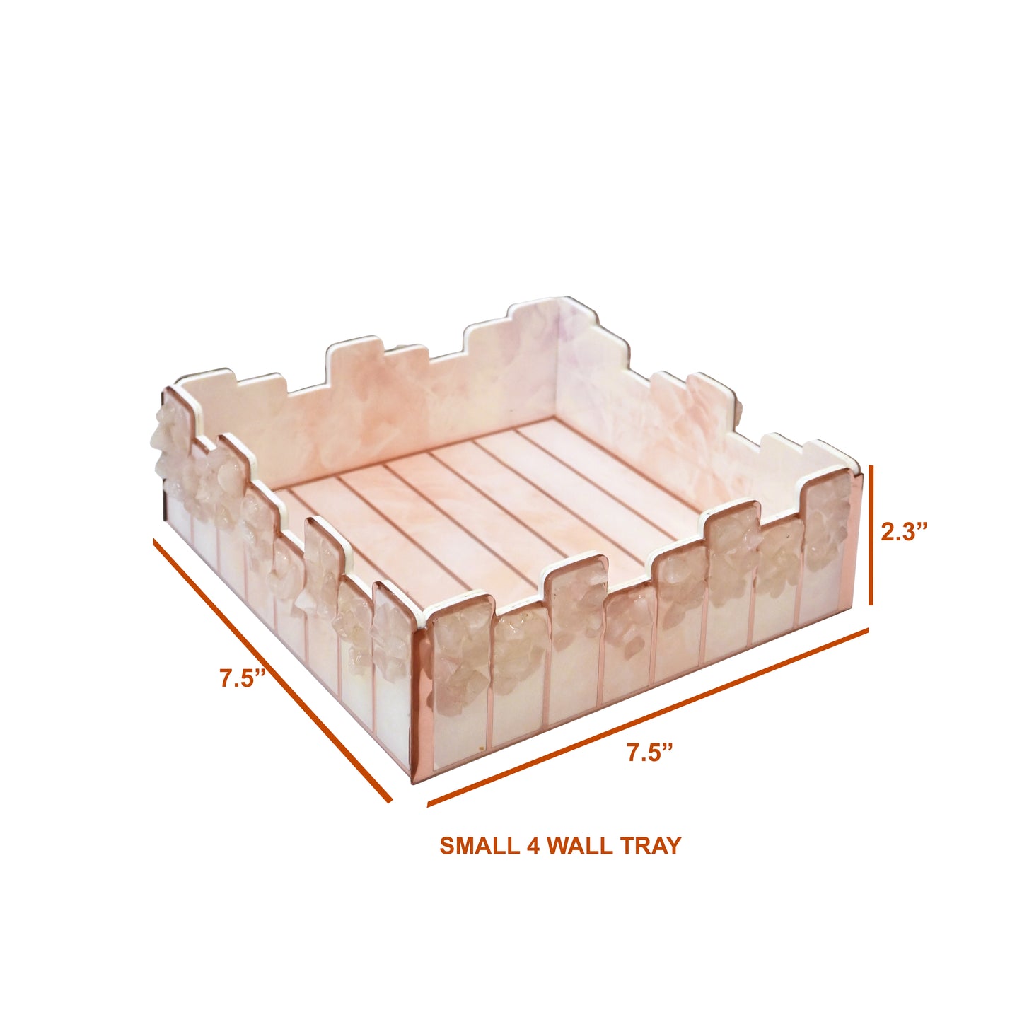 High-Low Stones Pink: Square 4 Wall Tray