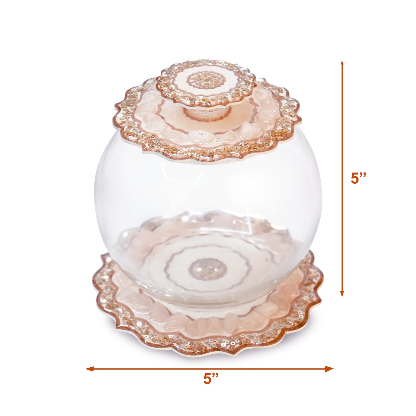 Rose Gold Rose Stones: Jar With Lid (Set Of 1)