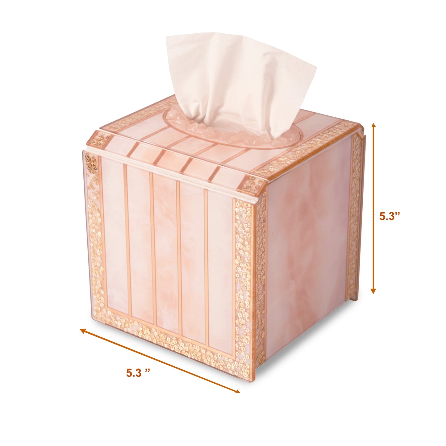 Rose Gold Rose Stones: Square Tissue Box