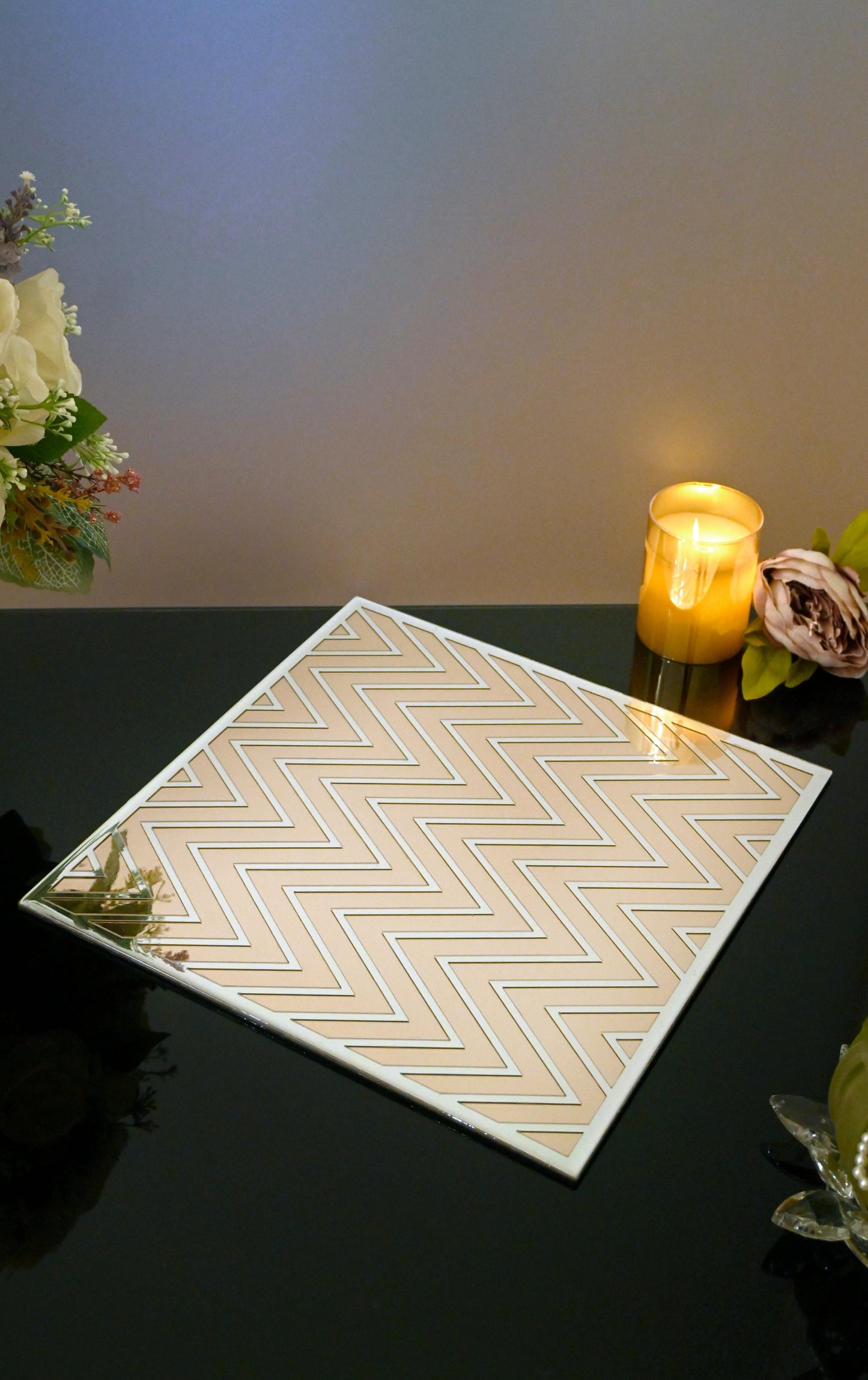 Rose Gold Silver Chevron: Placemat