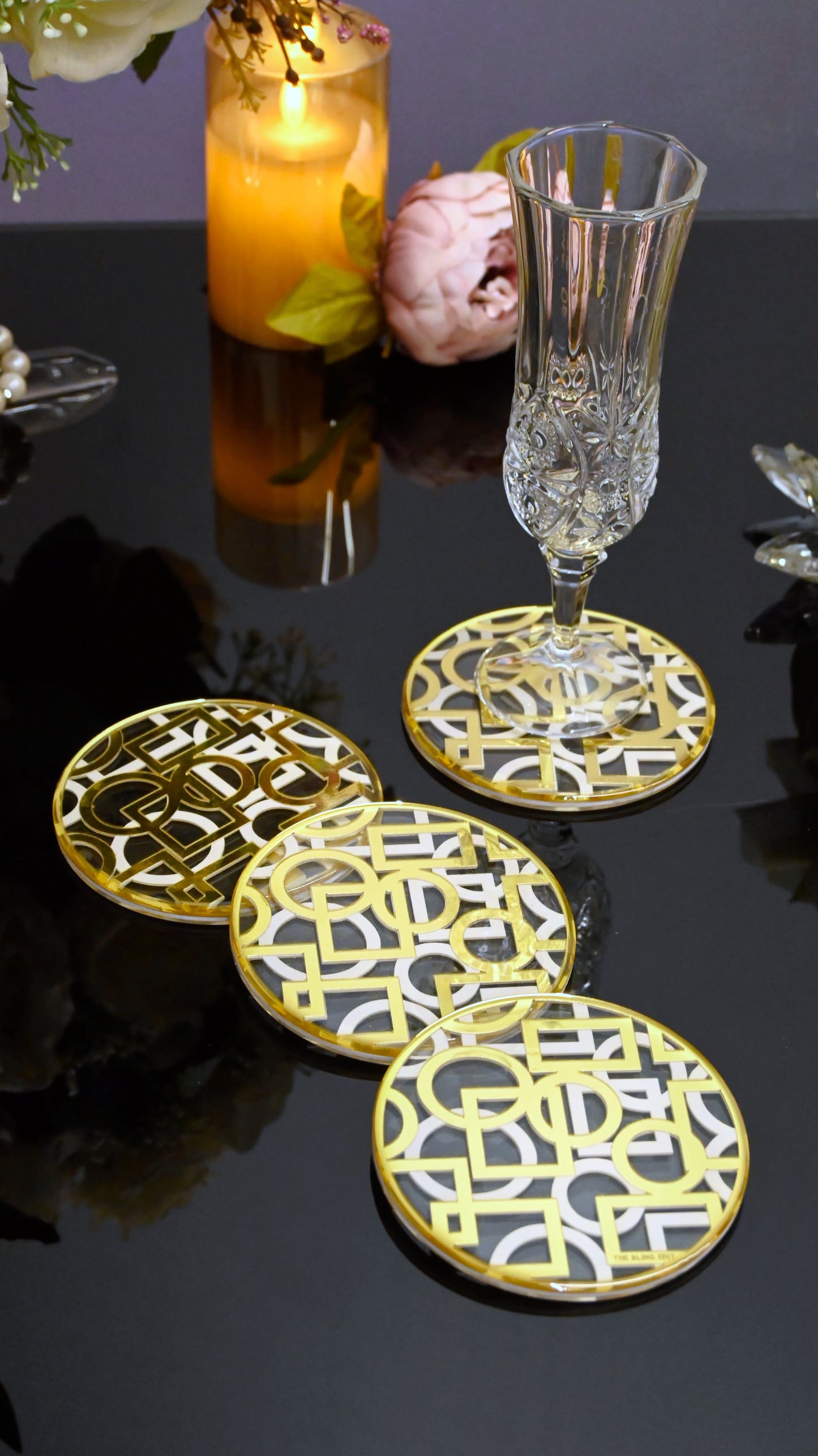 Blocks White & Gold: Coaster (Set Of 4)