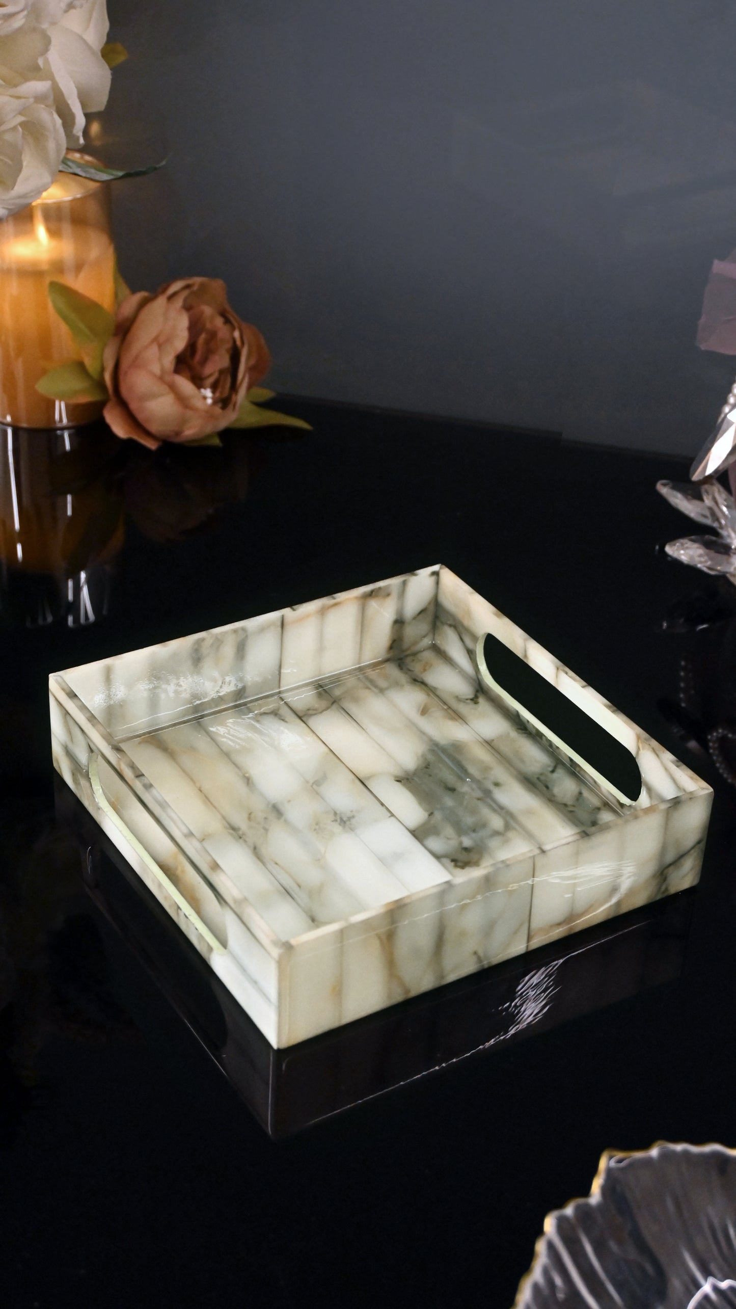 Fluted Marble Green: Small Wall Tray