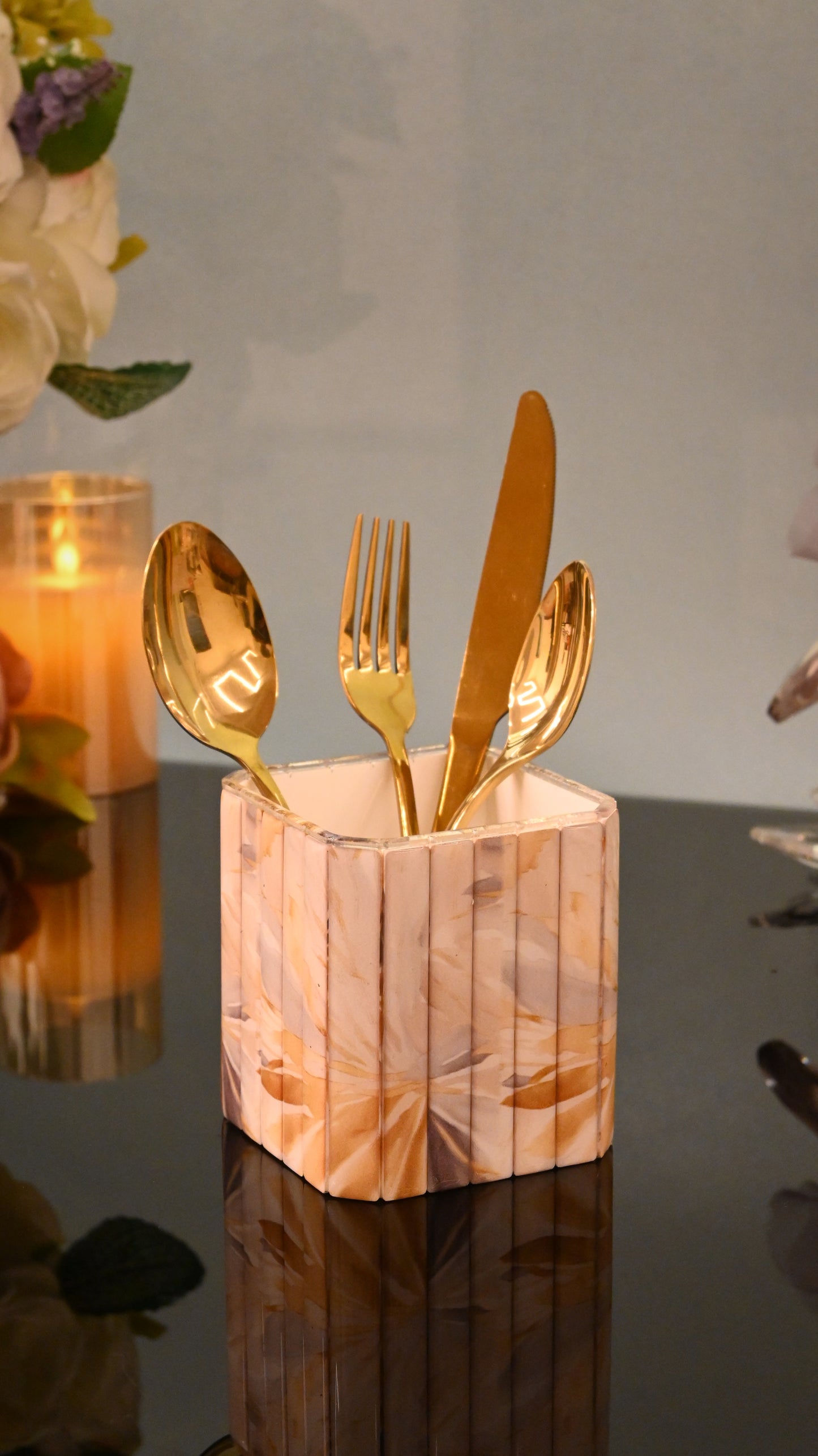 Golden Bloom: Cutlery Holder