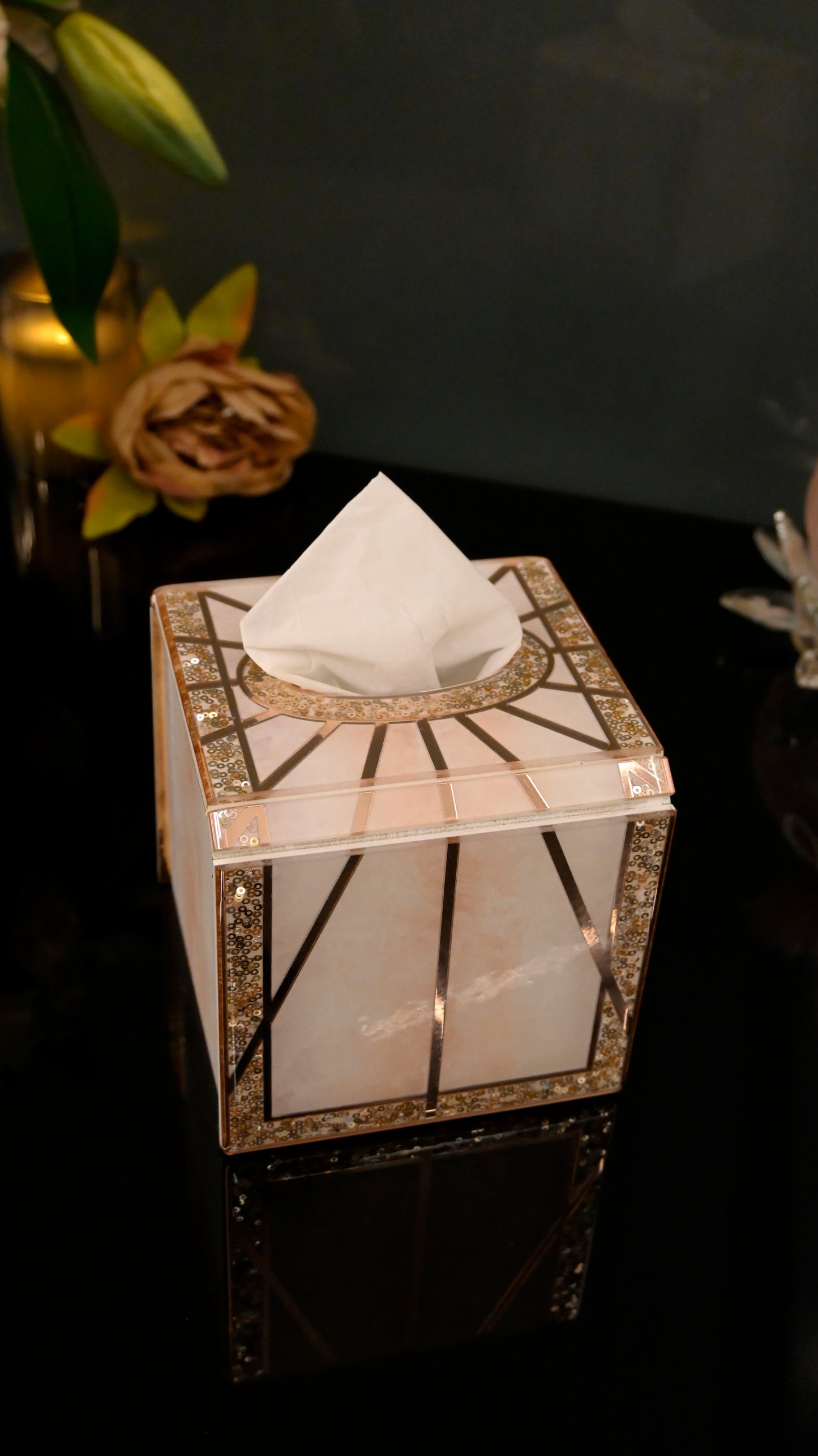 Daisy Rose Gold: Square Tissue Box