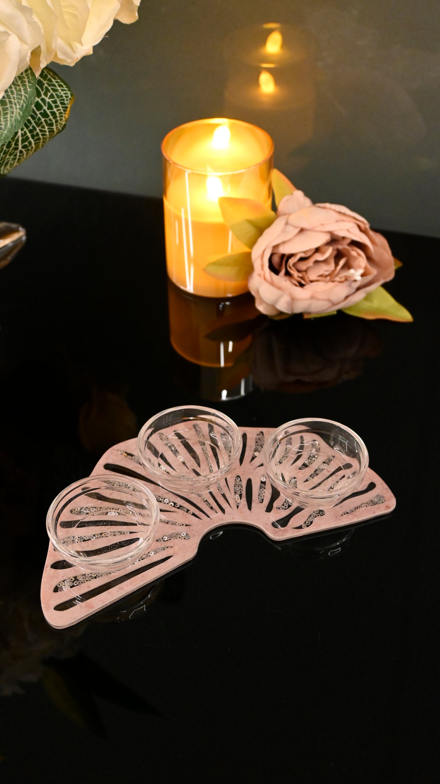 Lotus & Rosette Peach: Semi Circle Platter