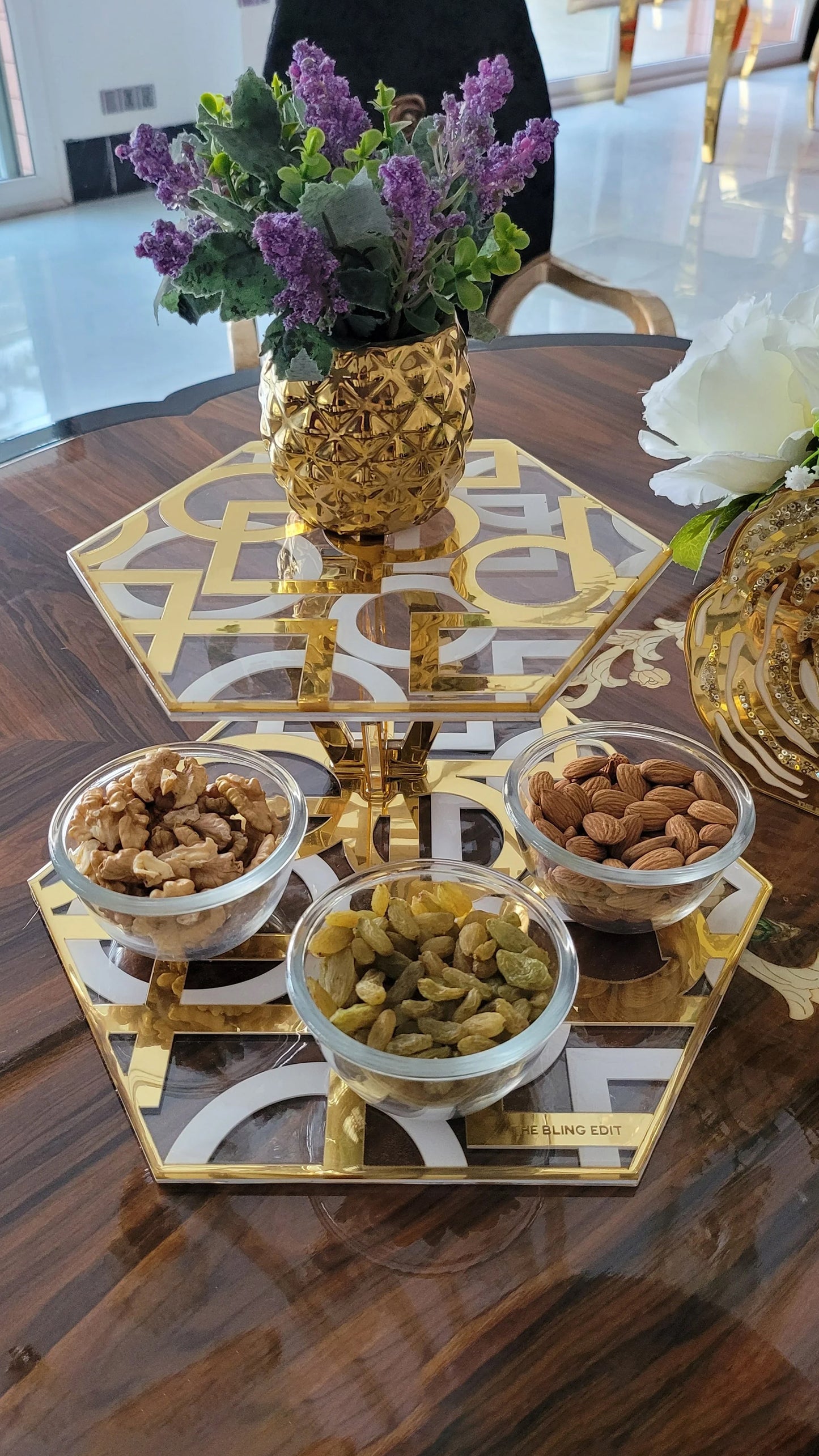 Blocks White & Gold: 2 layer platter