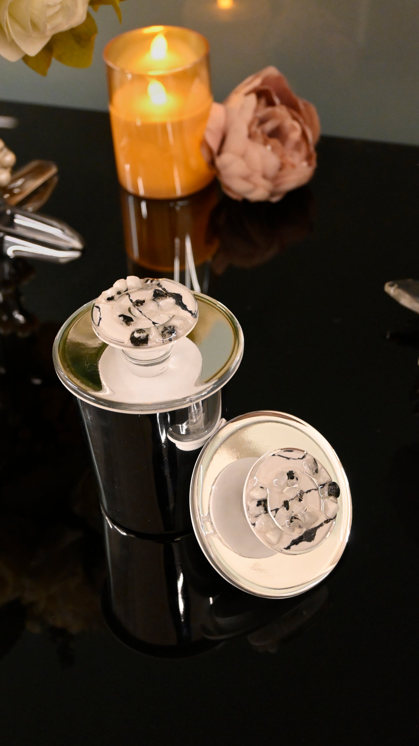 High-Low Stones White: Lid (Set of 2)