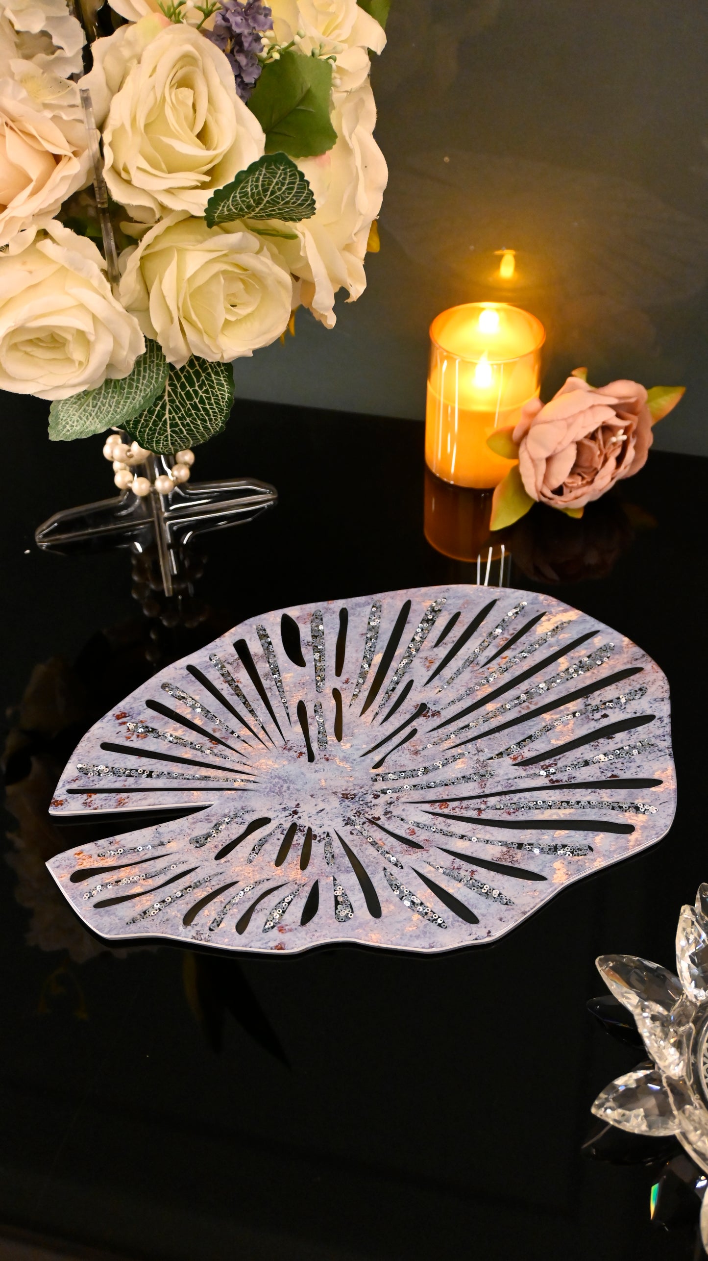 Lotus & Rosette Blue: Oval Placemat 14''