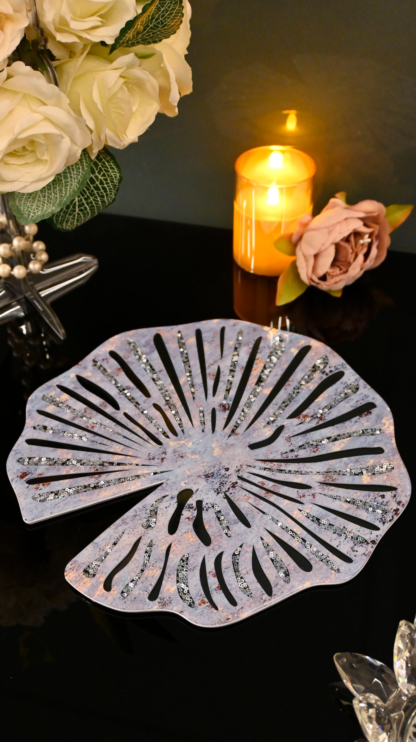 Lotus & Rosette Blue: Round Placemat 12''