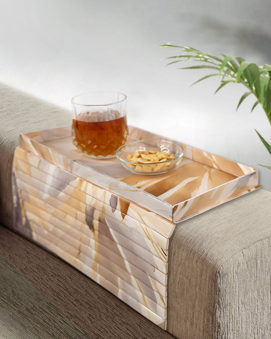 Golden Bloom: Sofa Tray