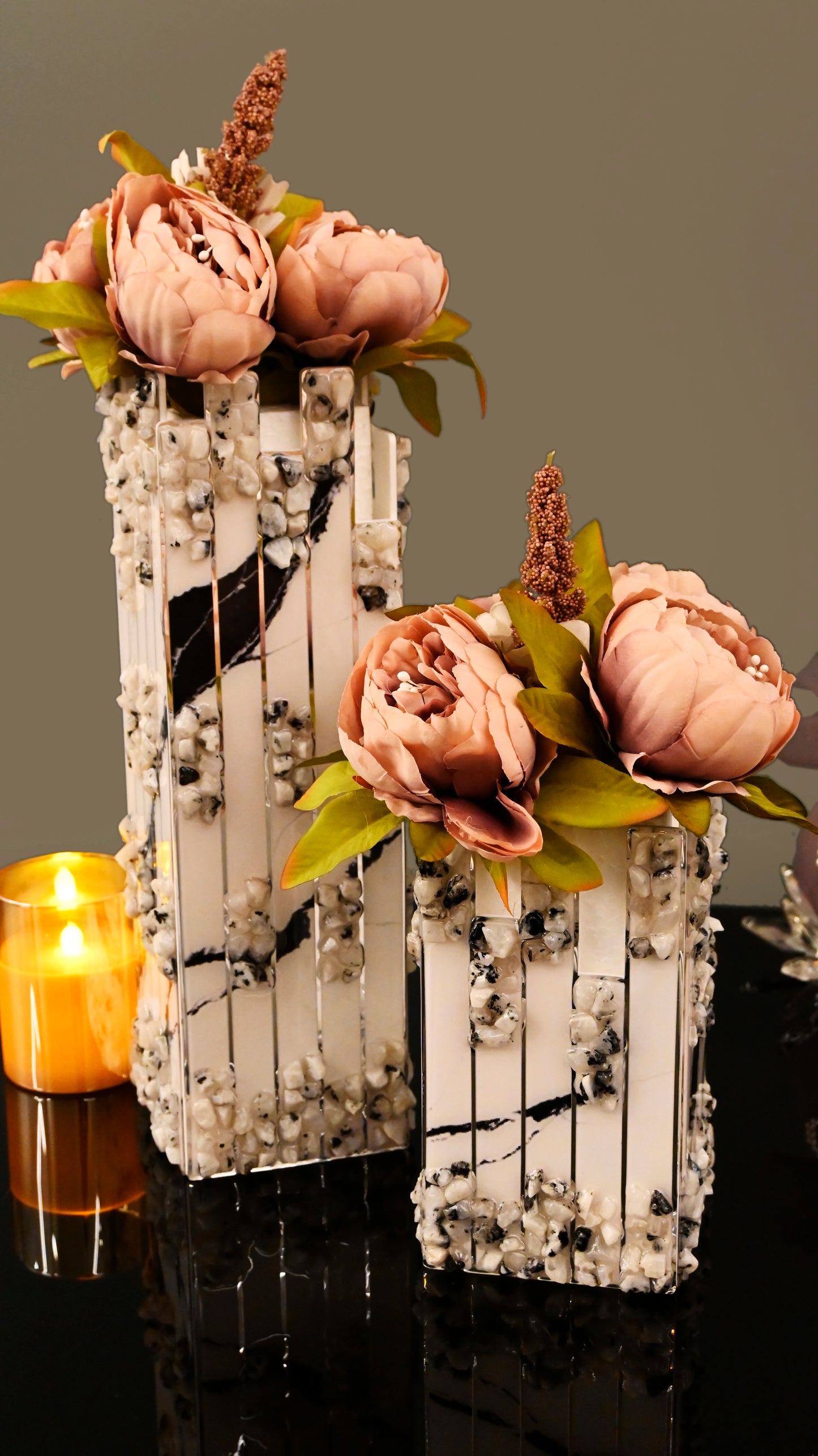 High-Low Stones White: Medium Vase