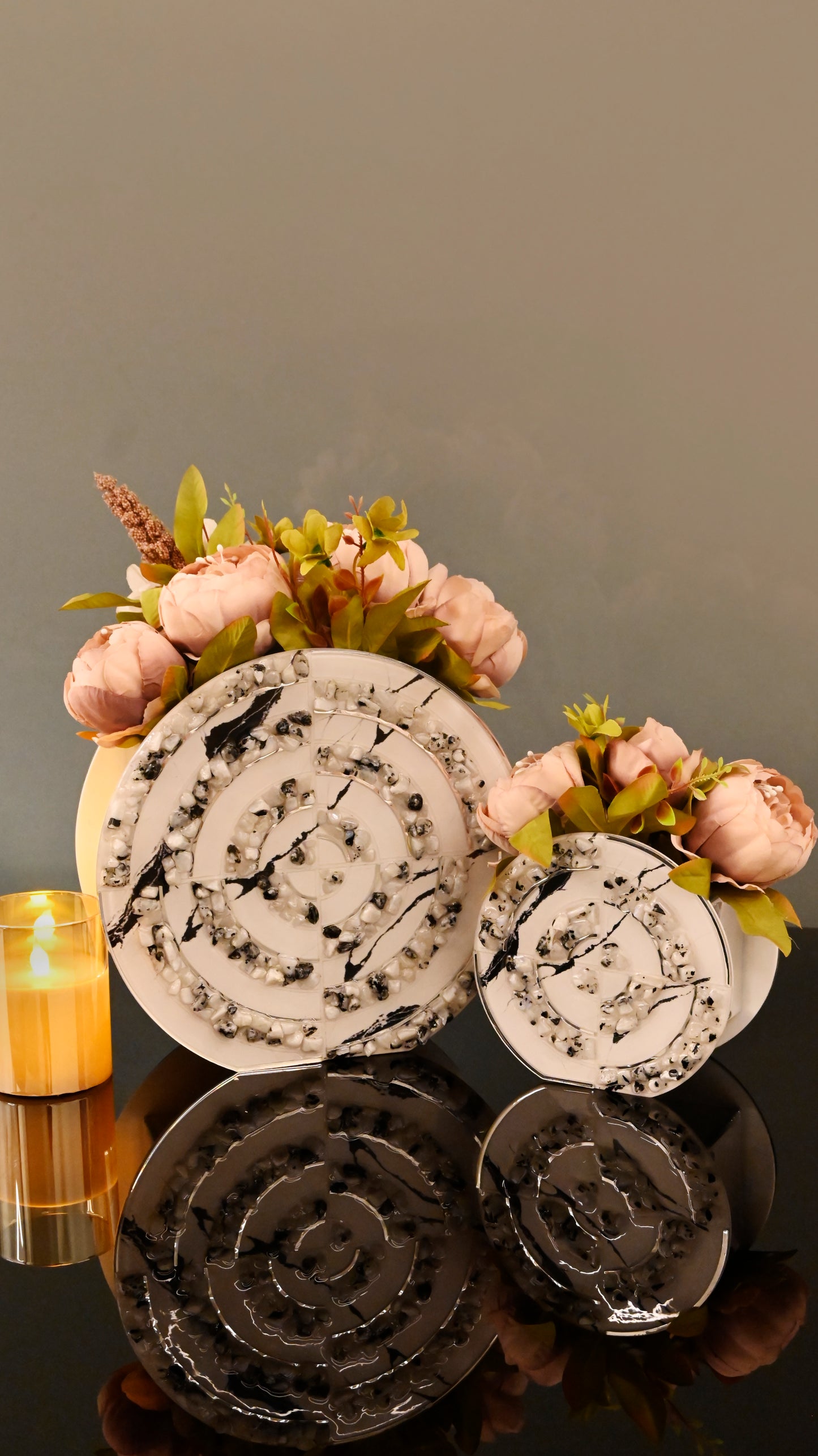 High-Low Stones White: 10" Vase
