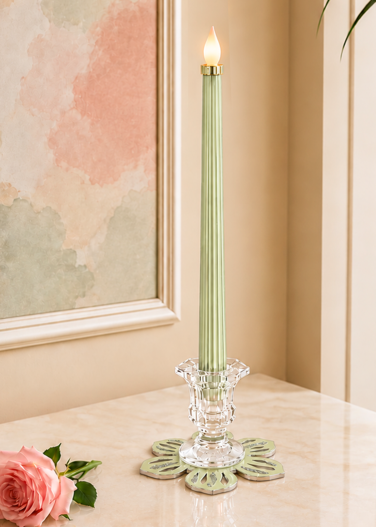 Metallic Light Green: Flora Candle Stand