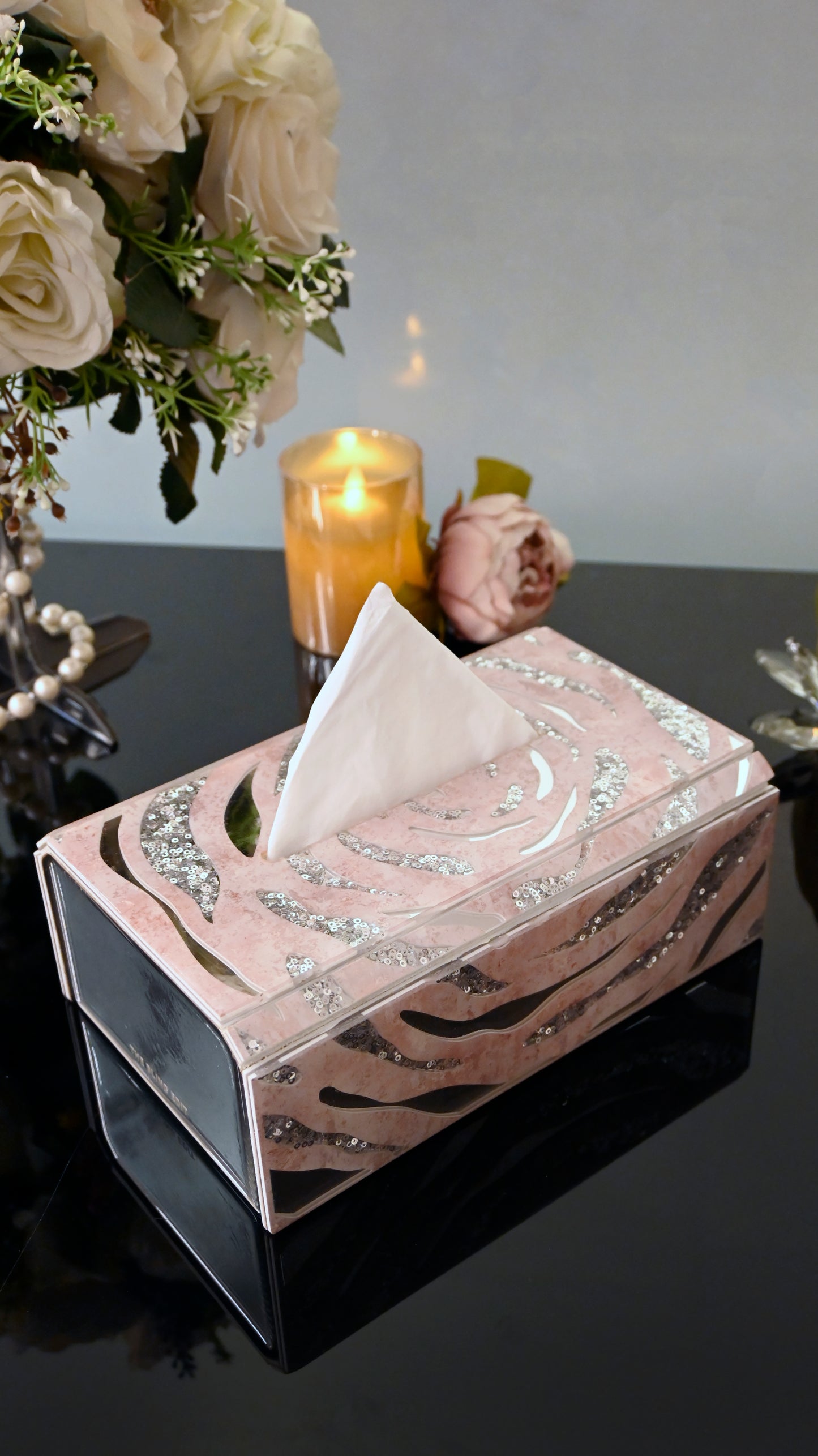 Lotus & Rosette Peach: Tissue Box