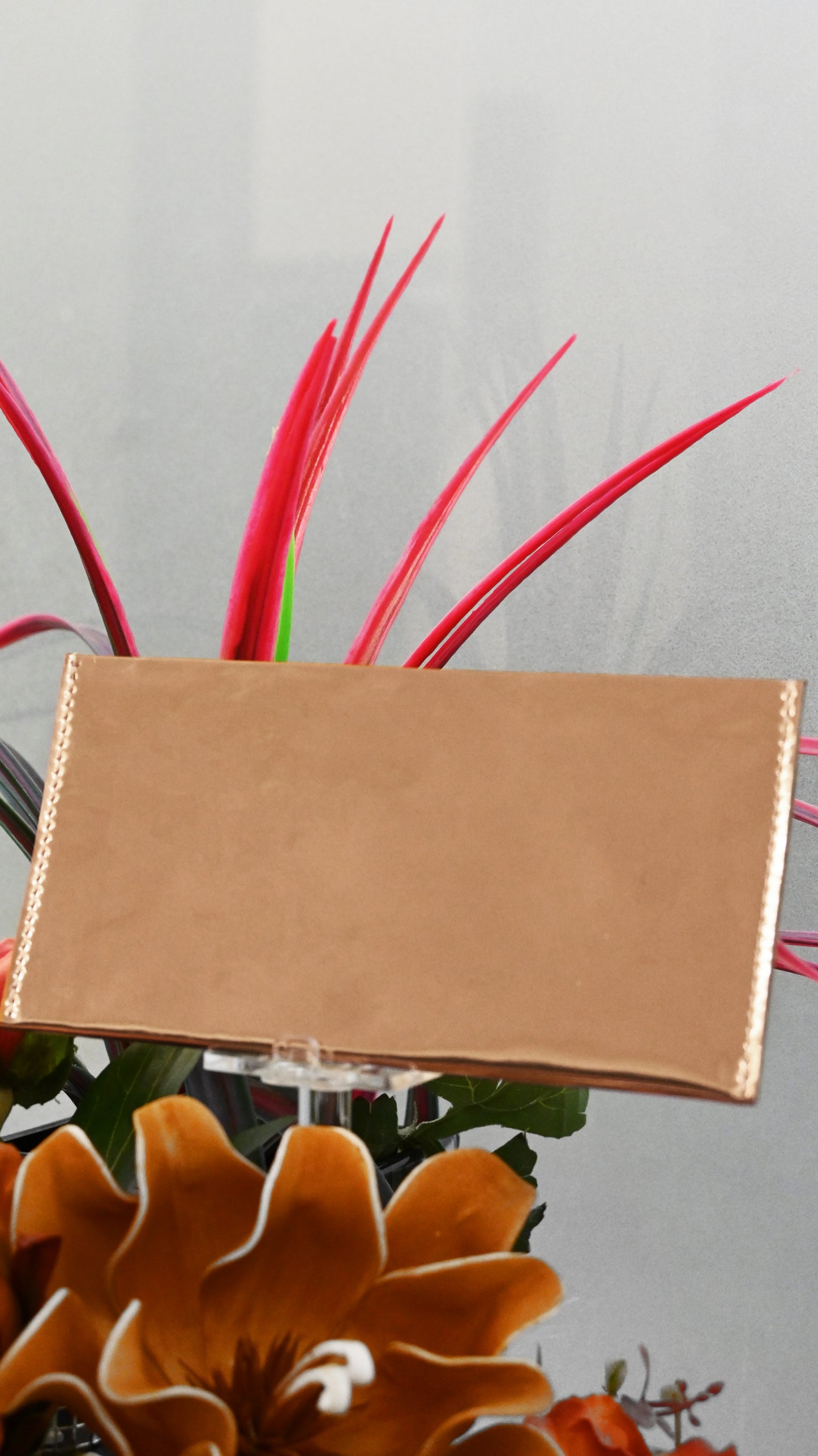 Diamond Grid: Rosegold Crystal PU Envelop