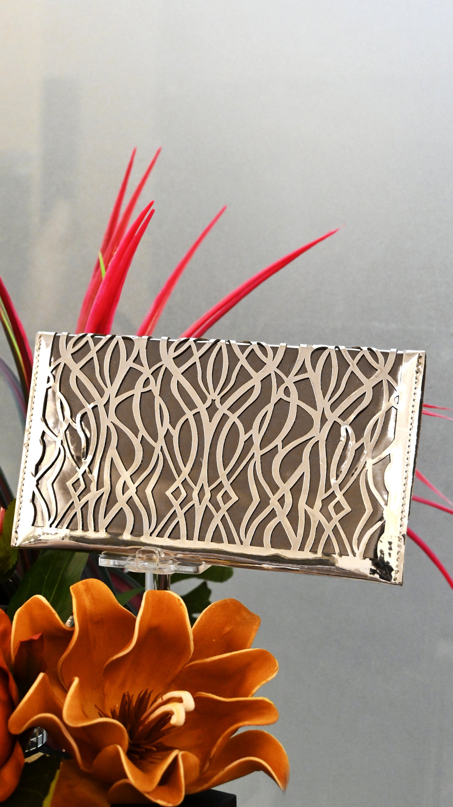 Mirage: Silver PU Clutch