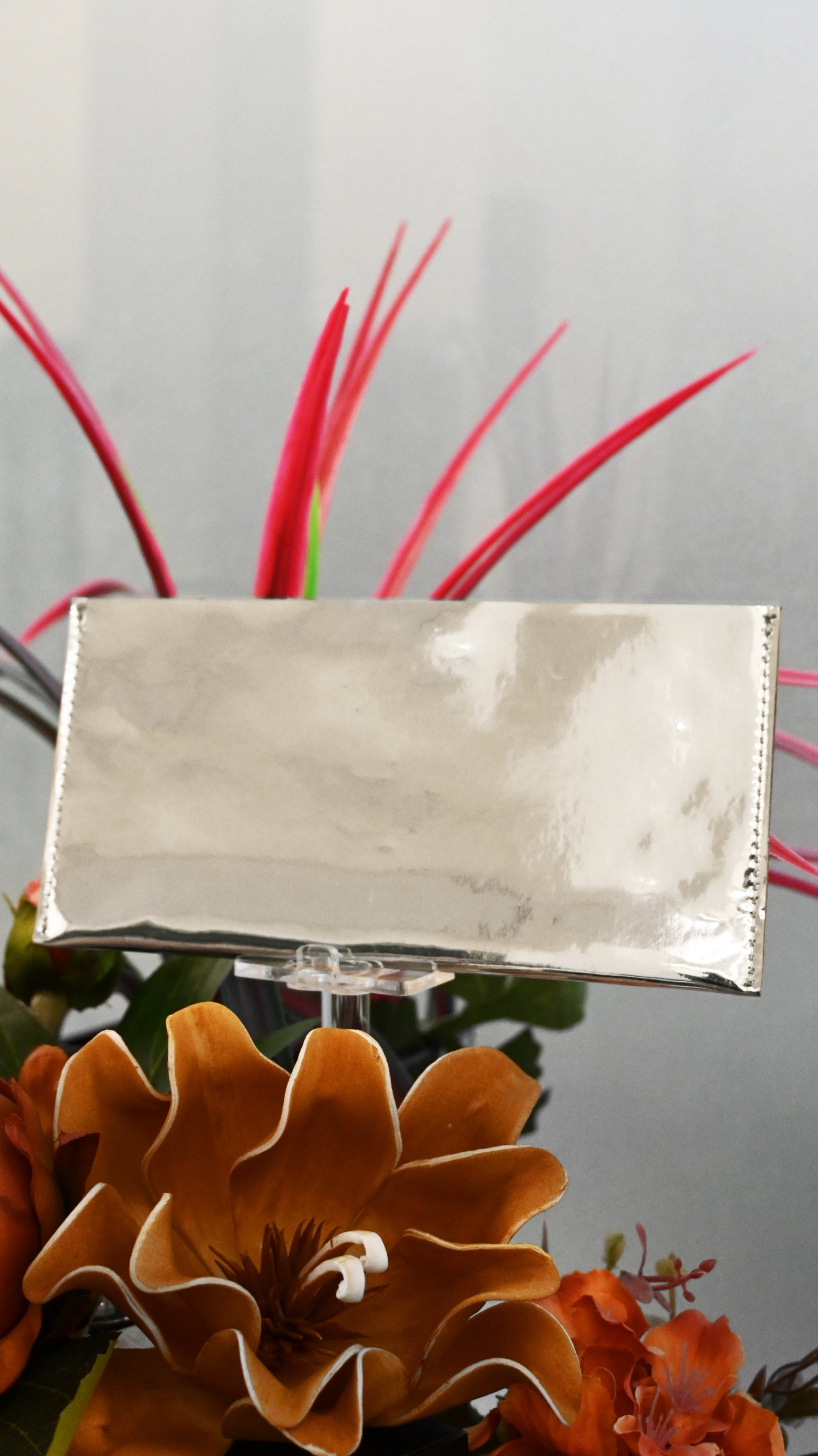 Diamond Mosaic Grid: Silver Crystal PU Envelop