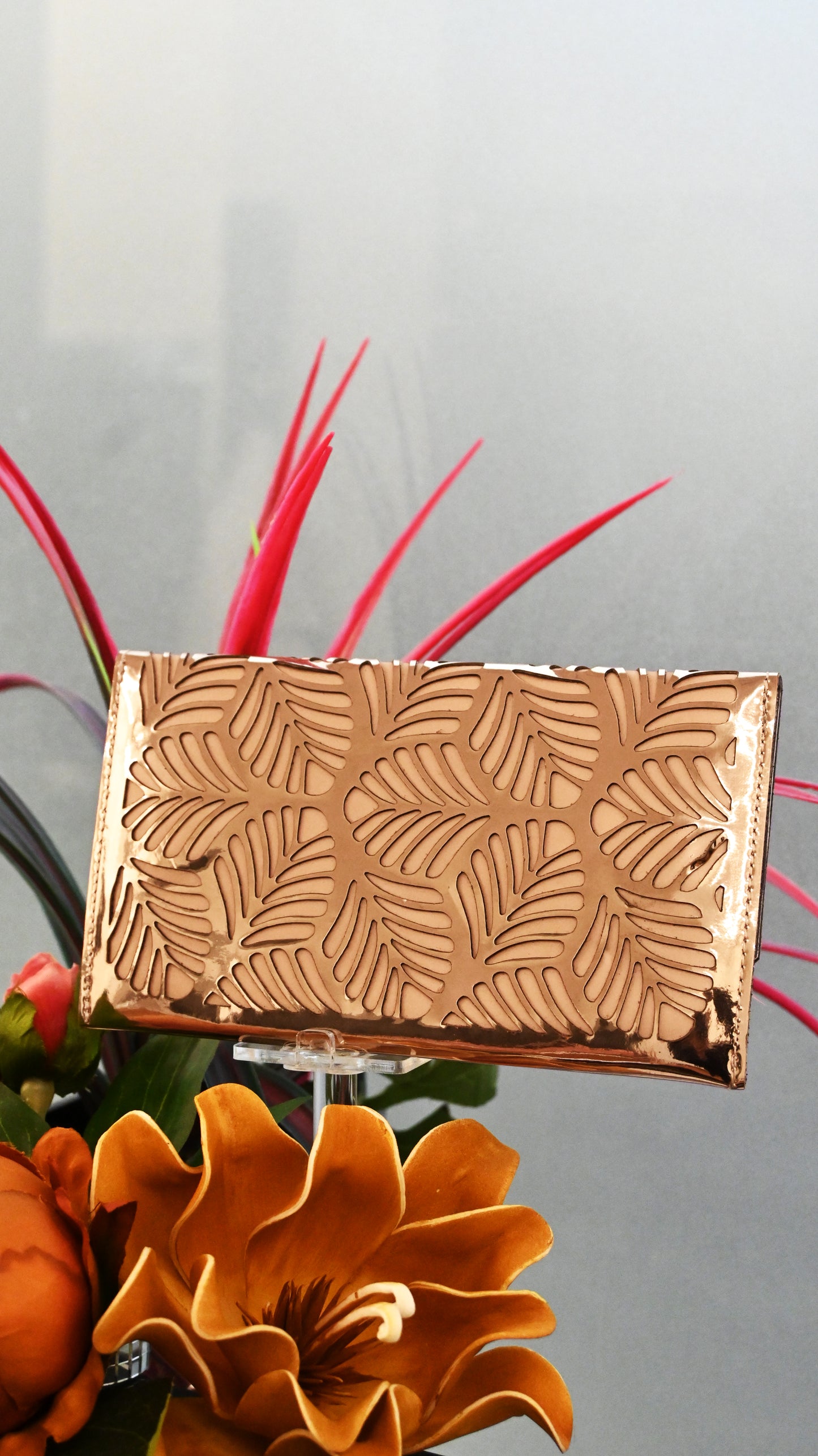 Tropical Trace: Rosegold PU Clutch