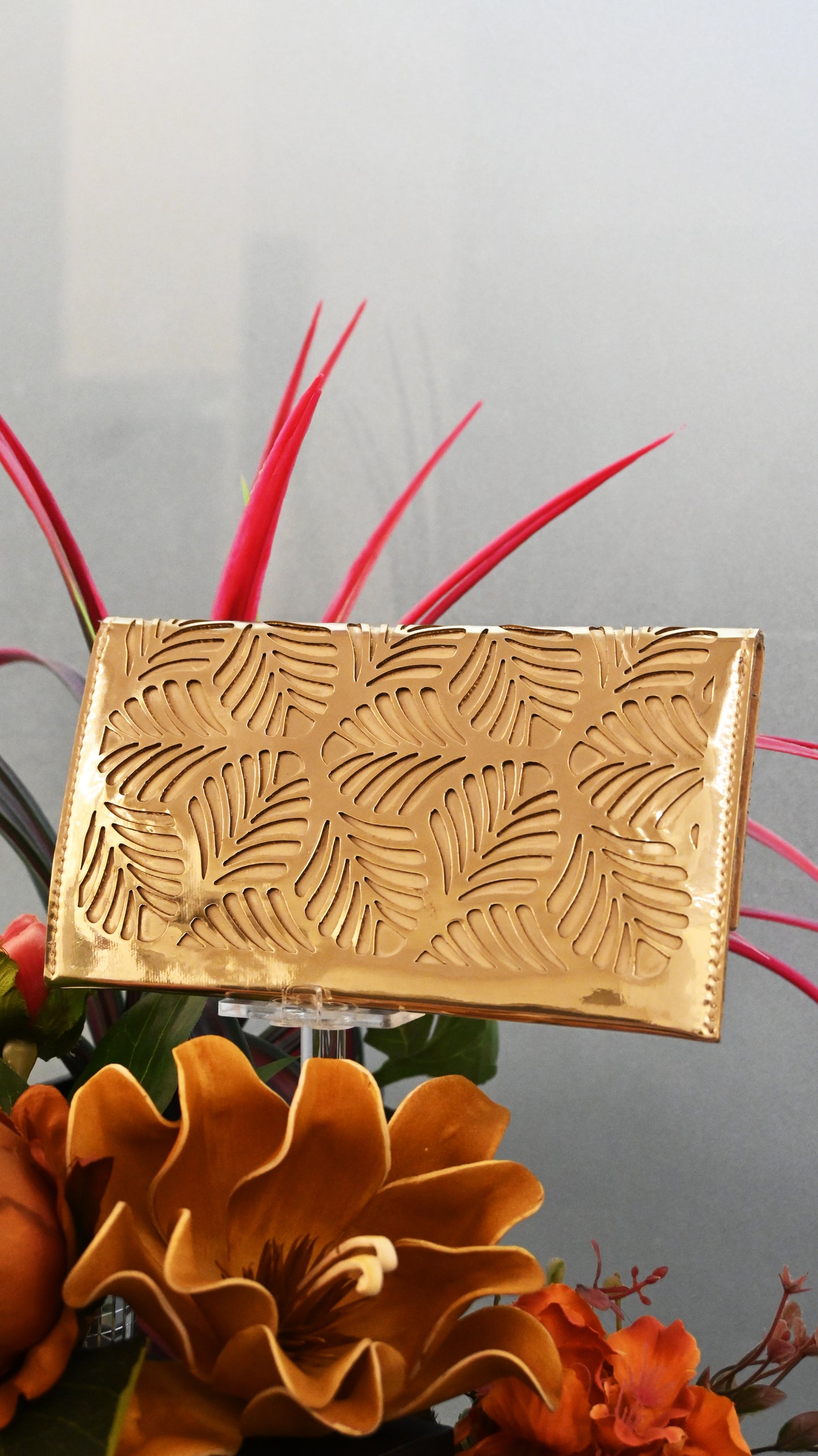 Tropical Trace: Golden PU Clutch